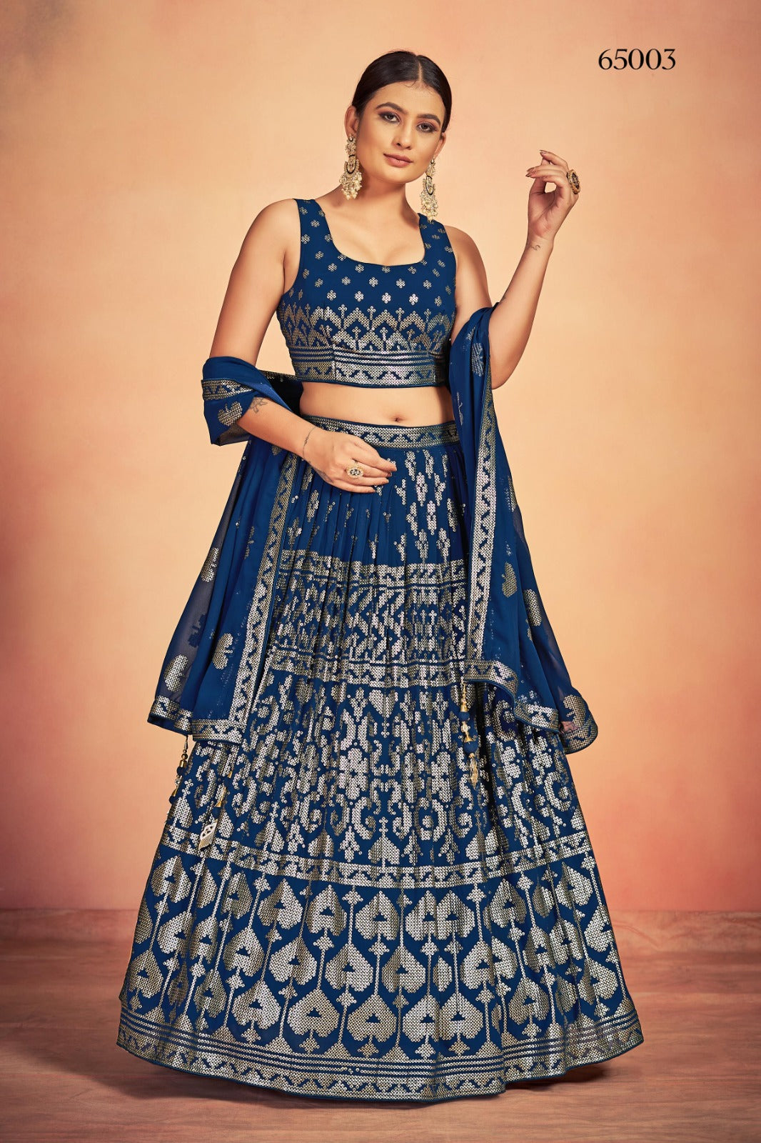 Lehenga With Sequins Work In Blue