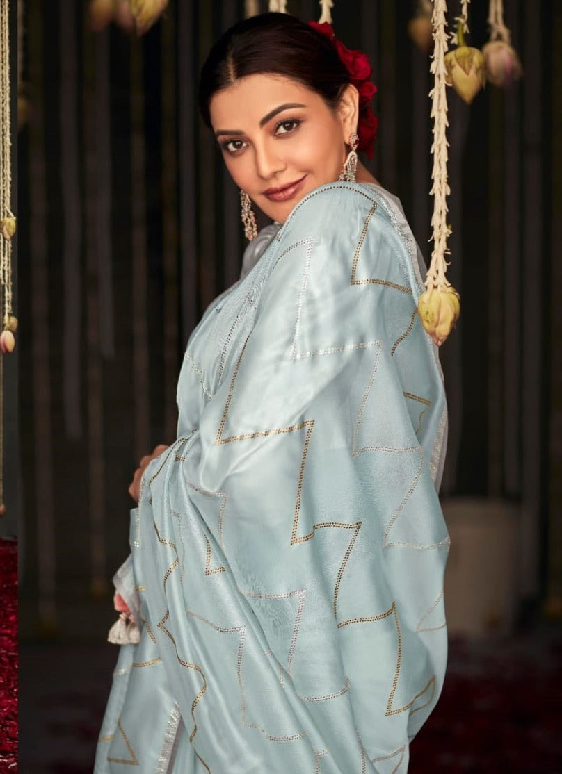 Light Blue Organza Saree