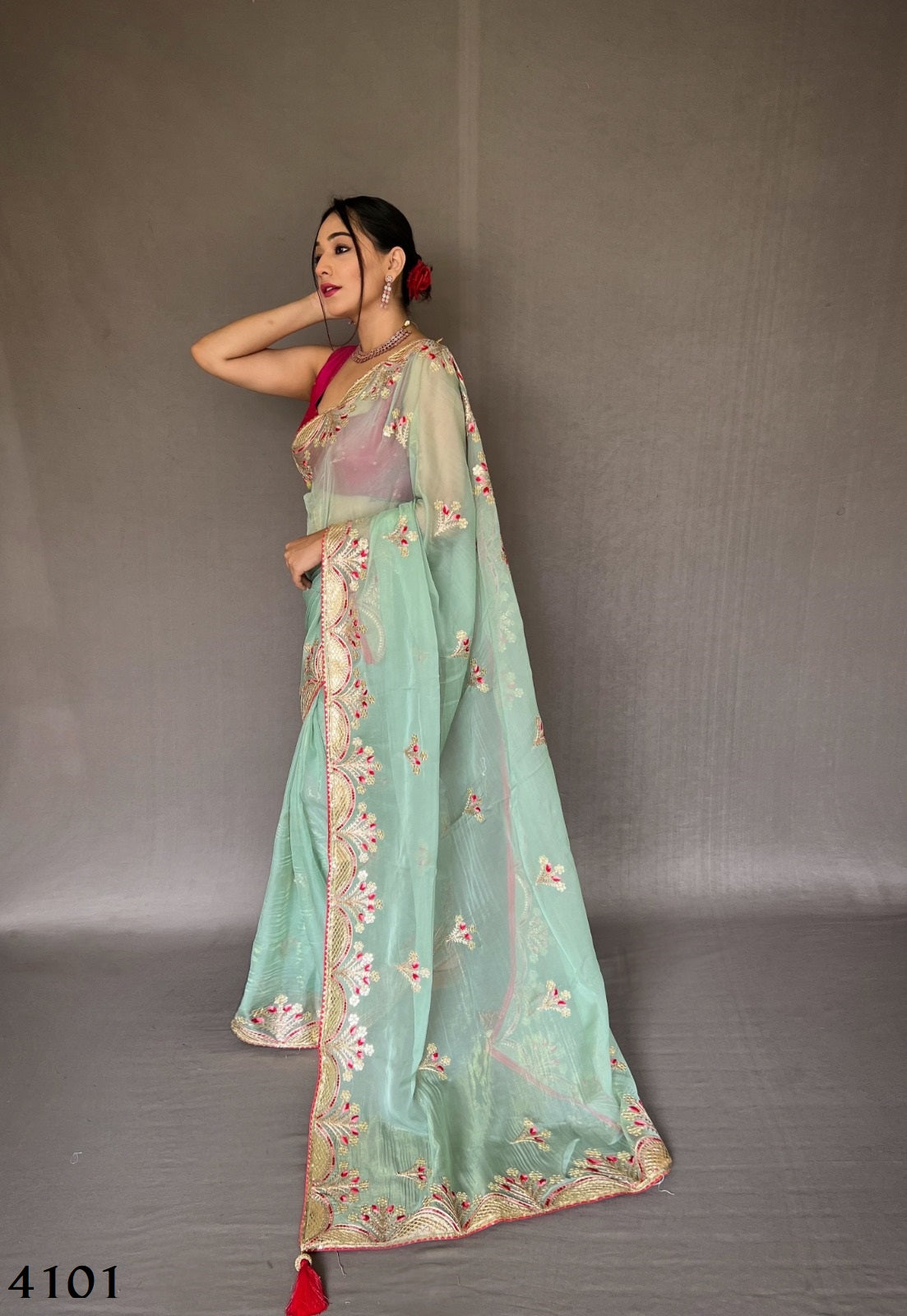 Blue Organza Soft Silk Saree