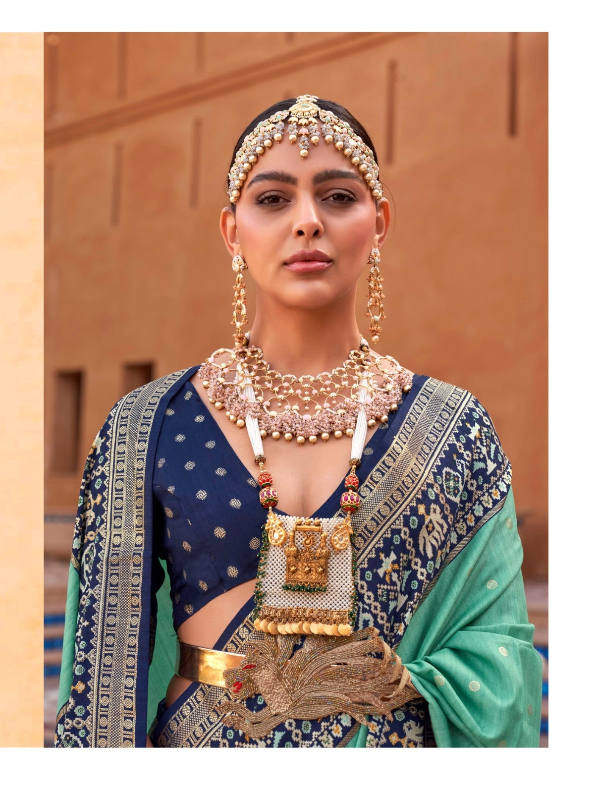Green Patola Silk Saree With Blouse