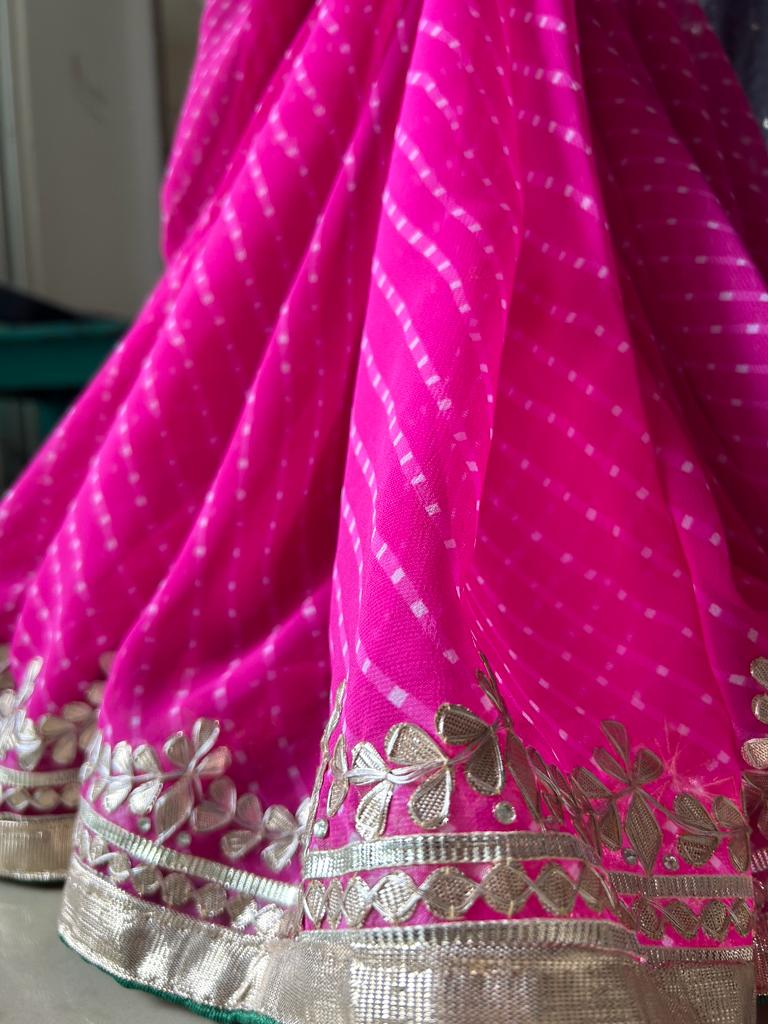 Pink Mothra Gota Patti Saree