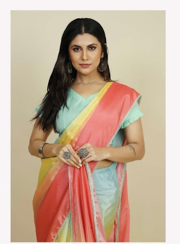 Rocky And Rani Yellow Orange Trending Saree