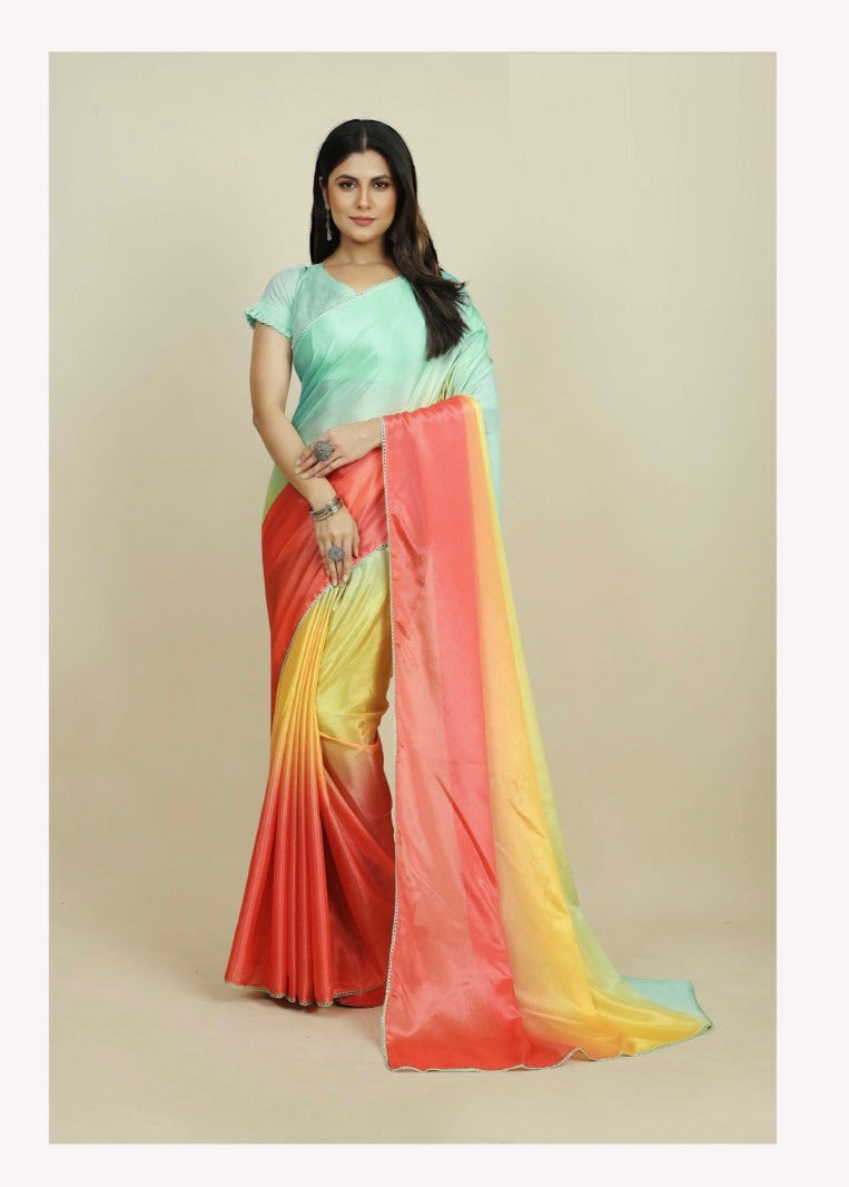 Rocky And Rani Yellow Orange Trending Saree