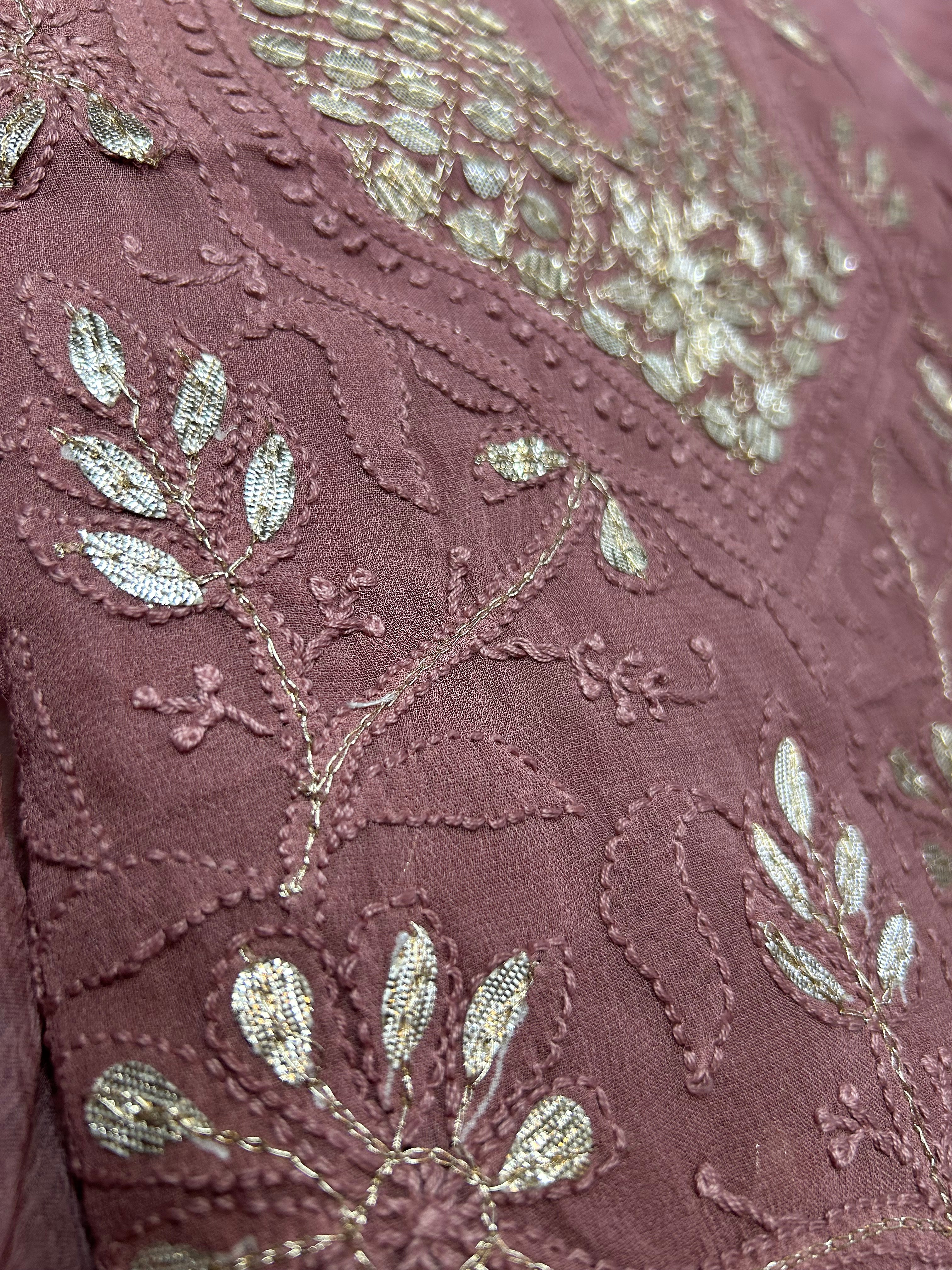 Onion Chikankari Mukaish Work Salwar Suit