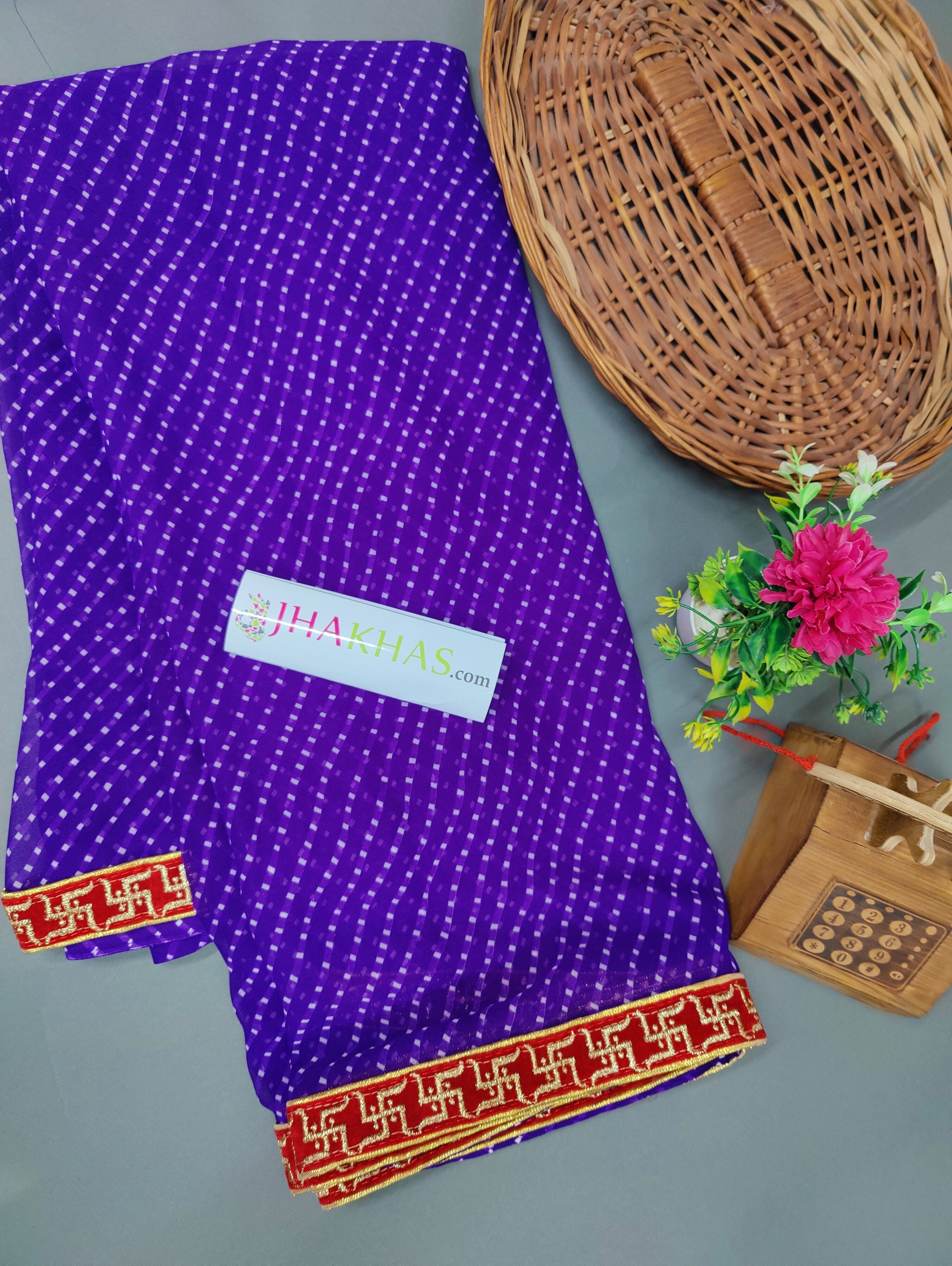 Rajasthani Leheriya Saree in purple