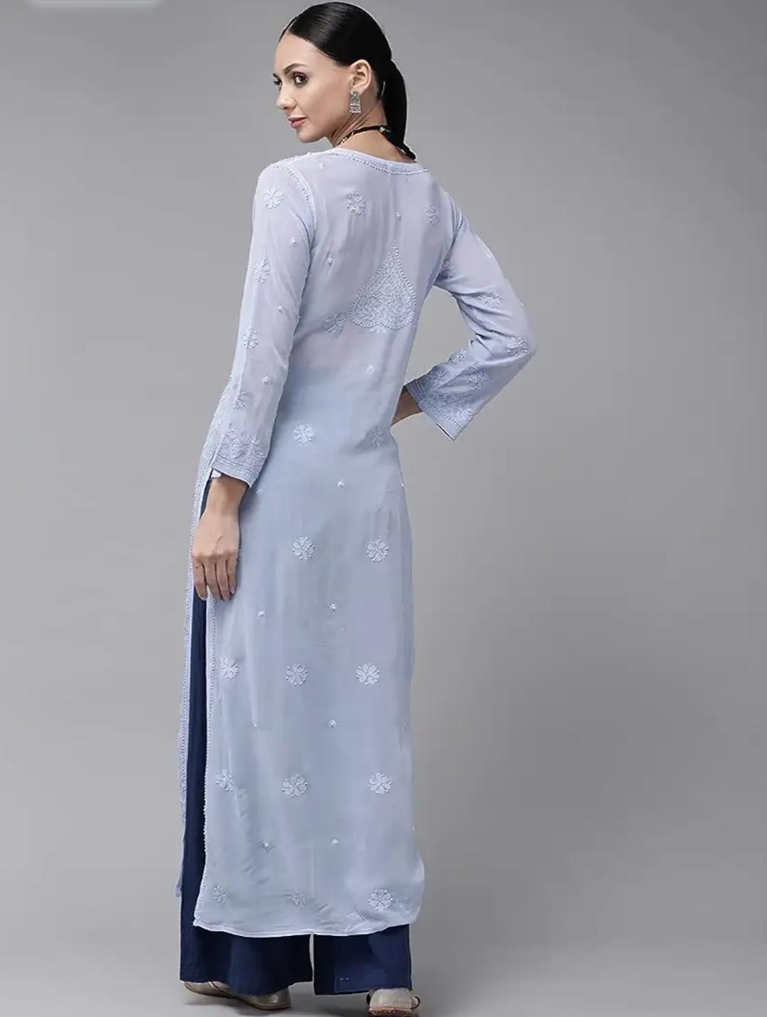Chikankari Kurti in light blue