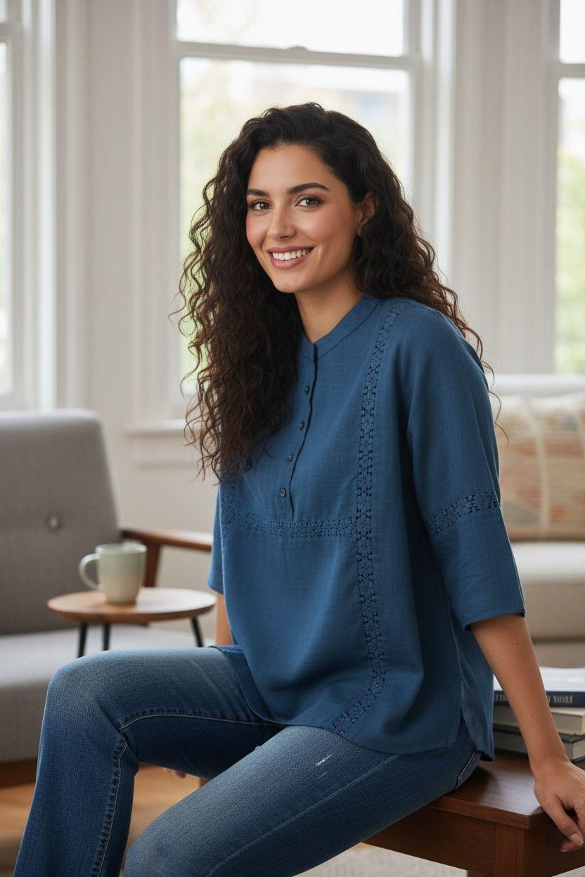 Office Wear Soft Linen Shirt In Blue