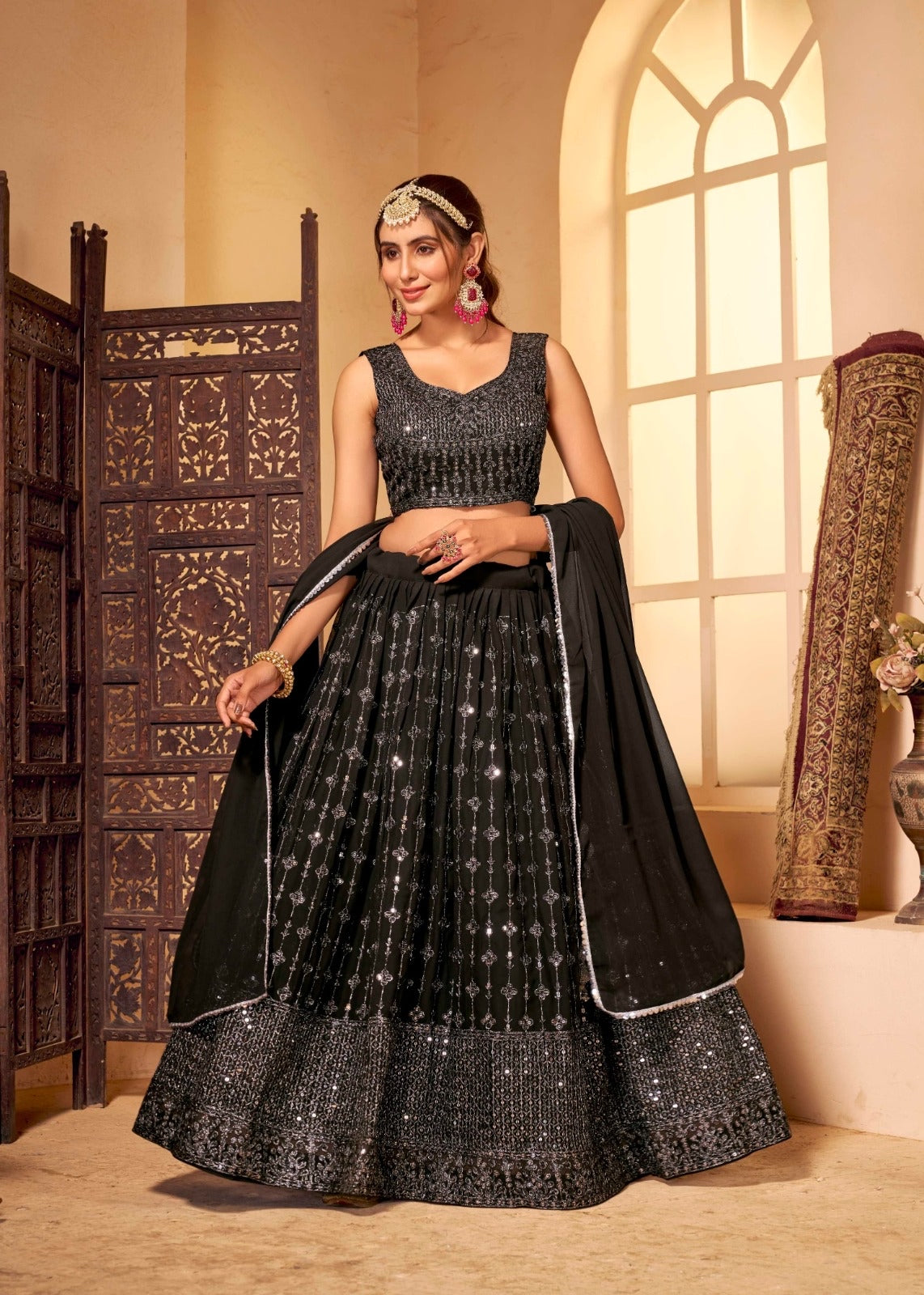 Party Wear Black Lehenga