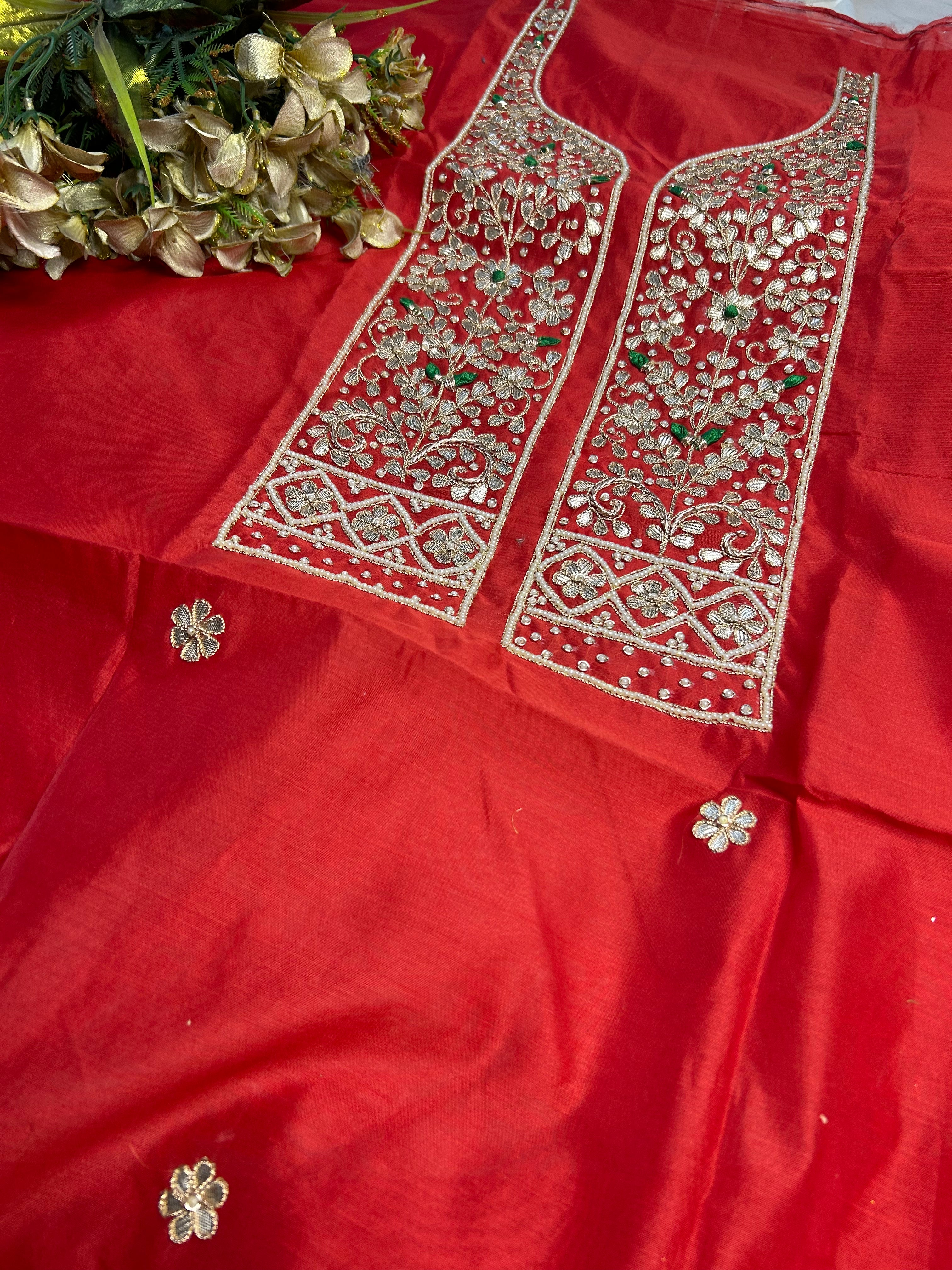 Stylish Rust Red Gotawork Salwar Suit