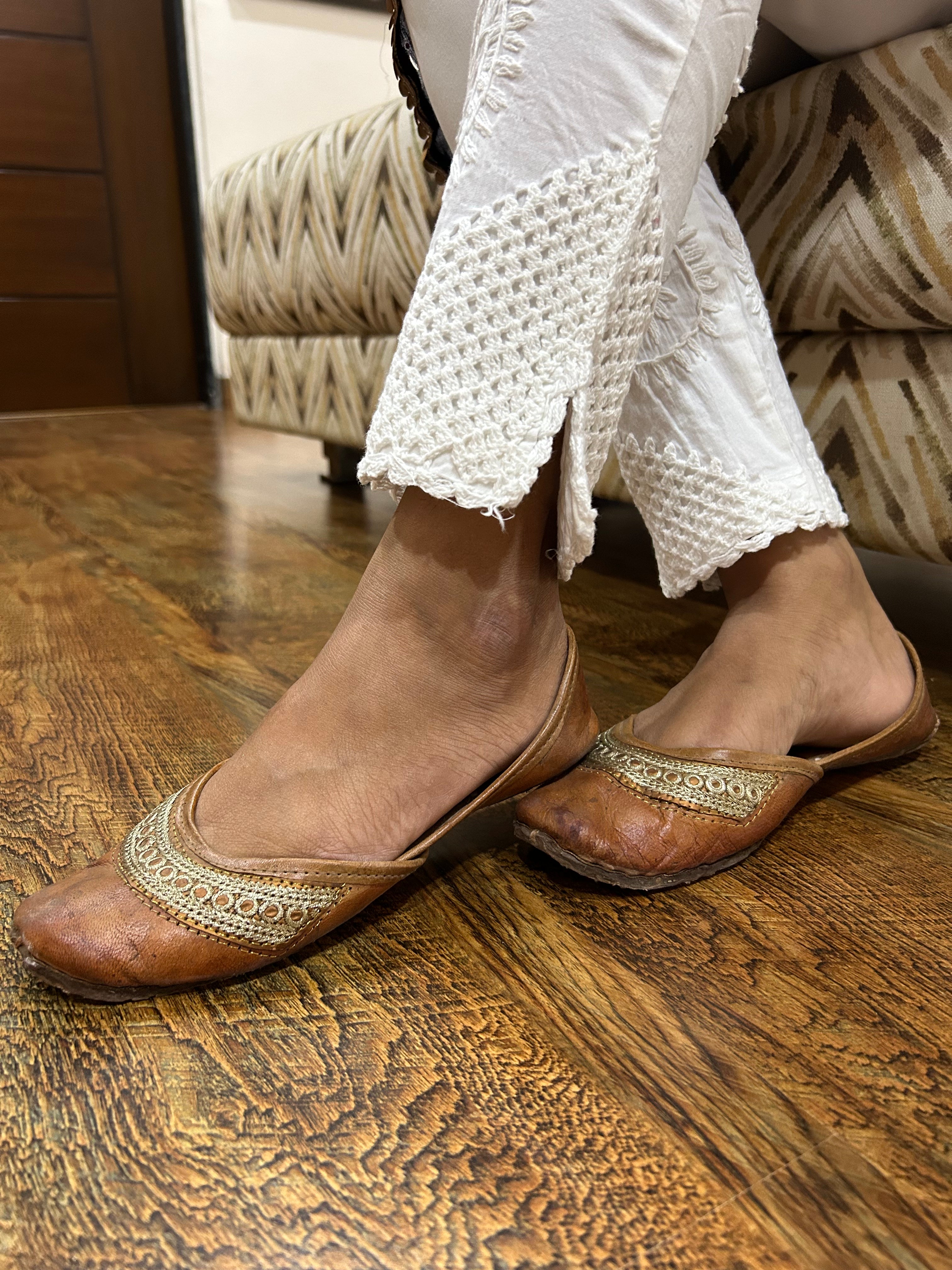 Chikankari Pant White Stretchable