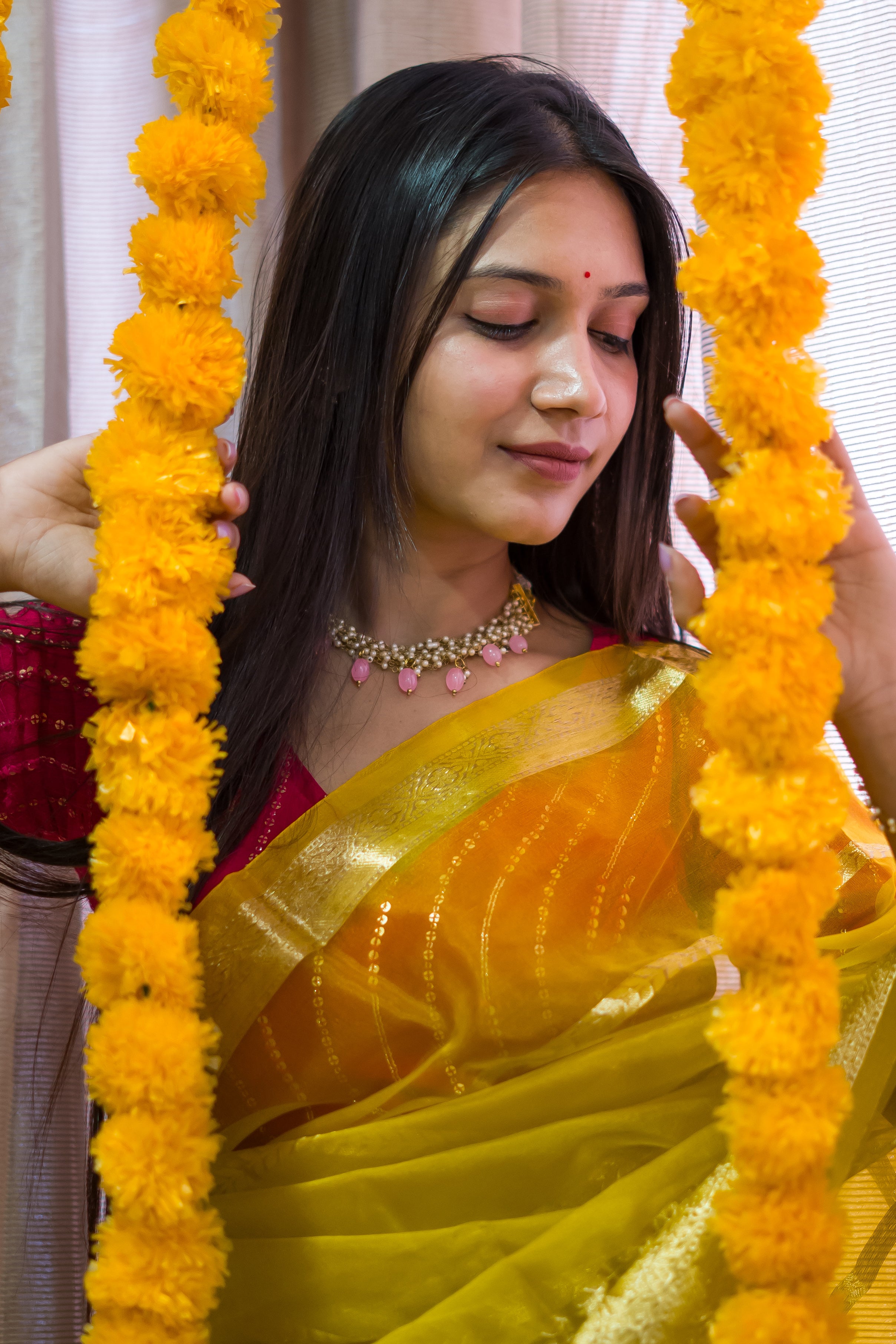 Gold Yellow Banarasi Kora Silk Occasion Saree online