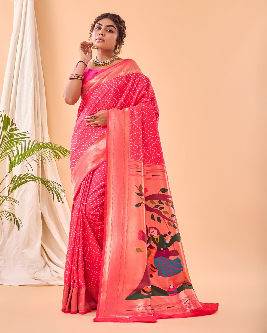 Paithani Banarasi Saree in pink