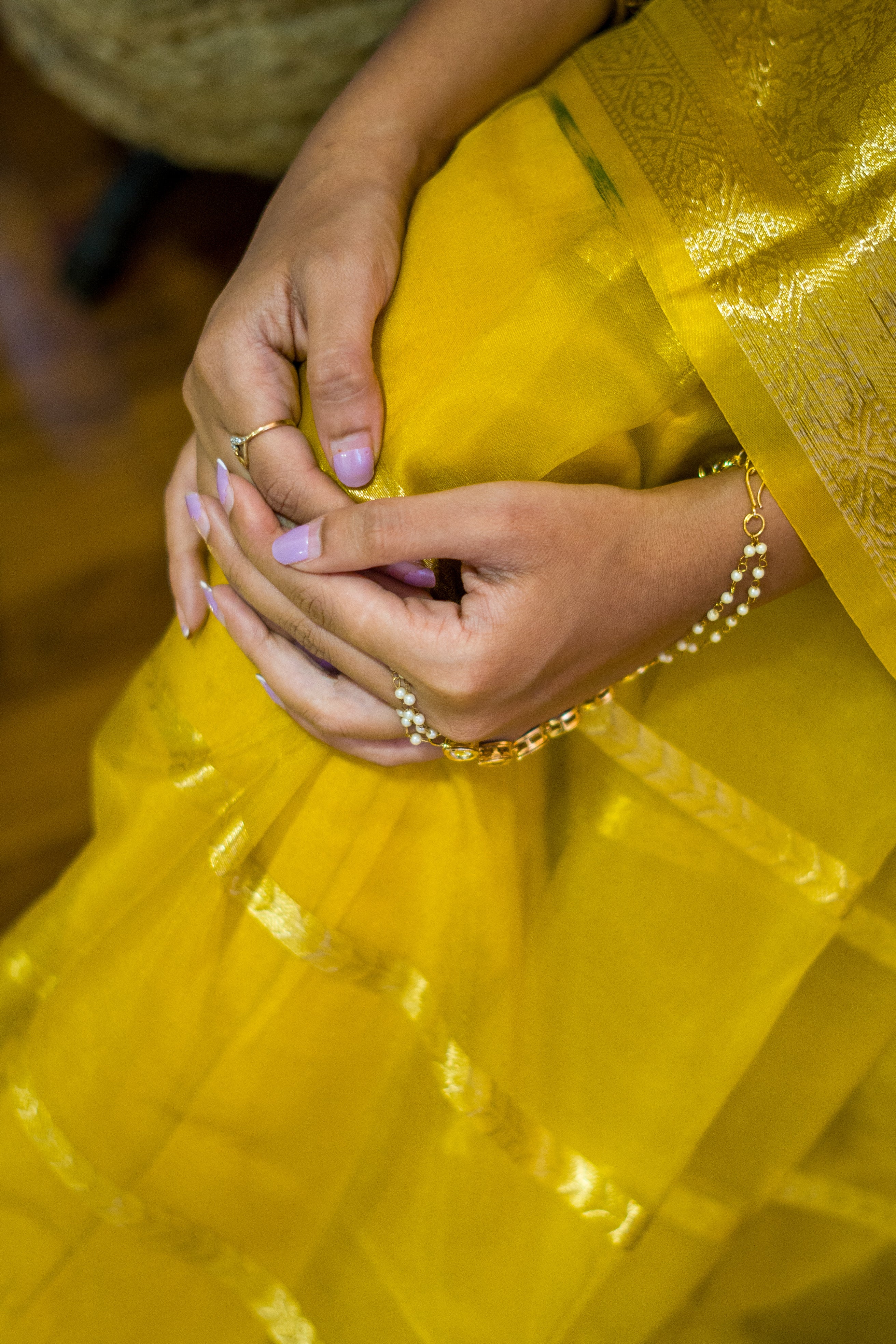 Yellow Banarasi Kora Silk Sari