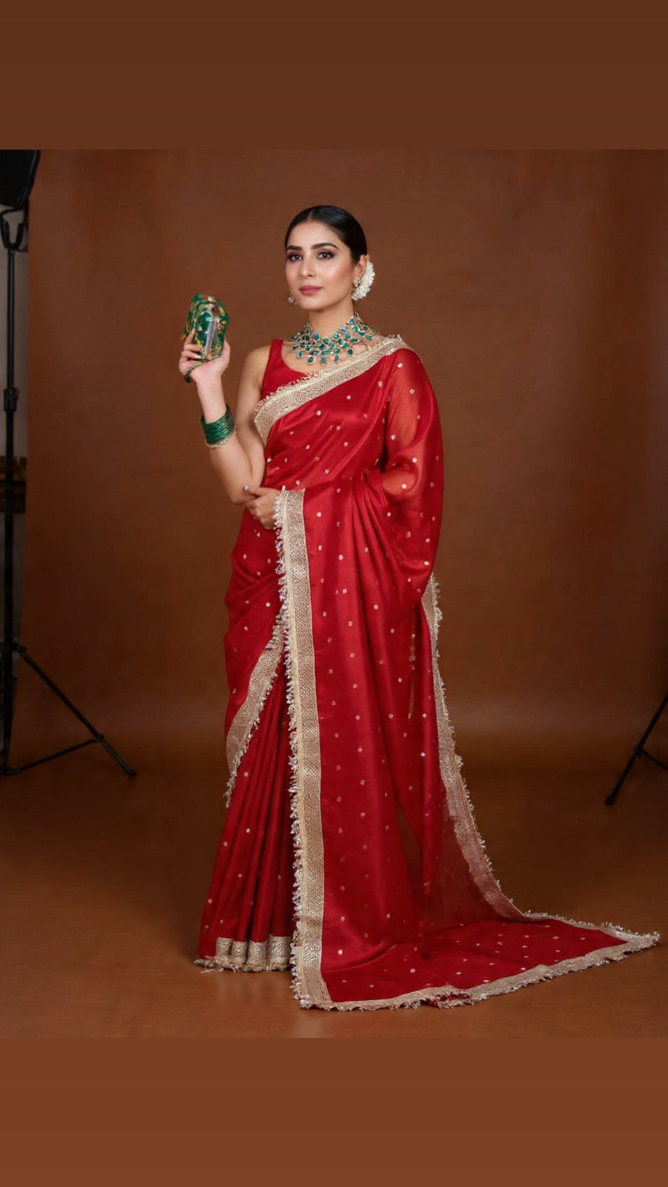 Red Color Sitara Banarasi Tissue Saree