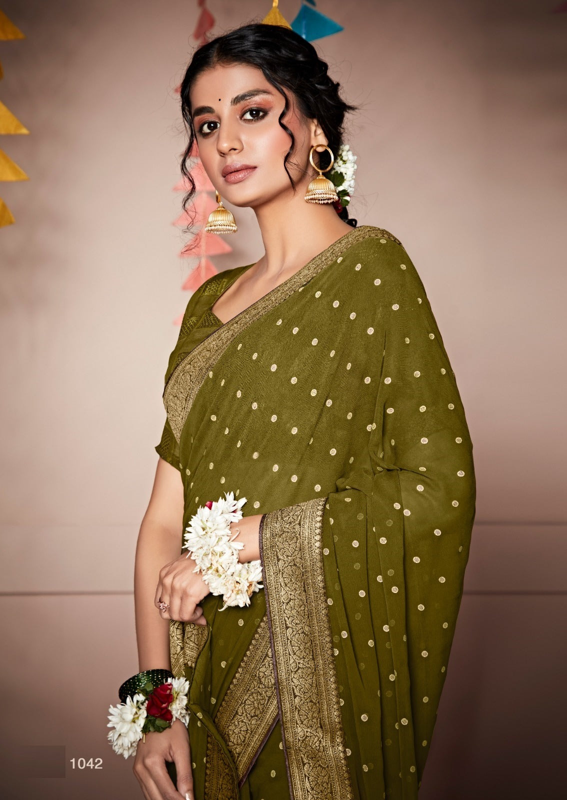 Georgette Silk Saree In Green