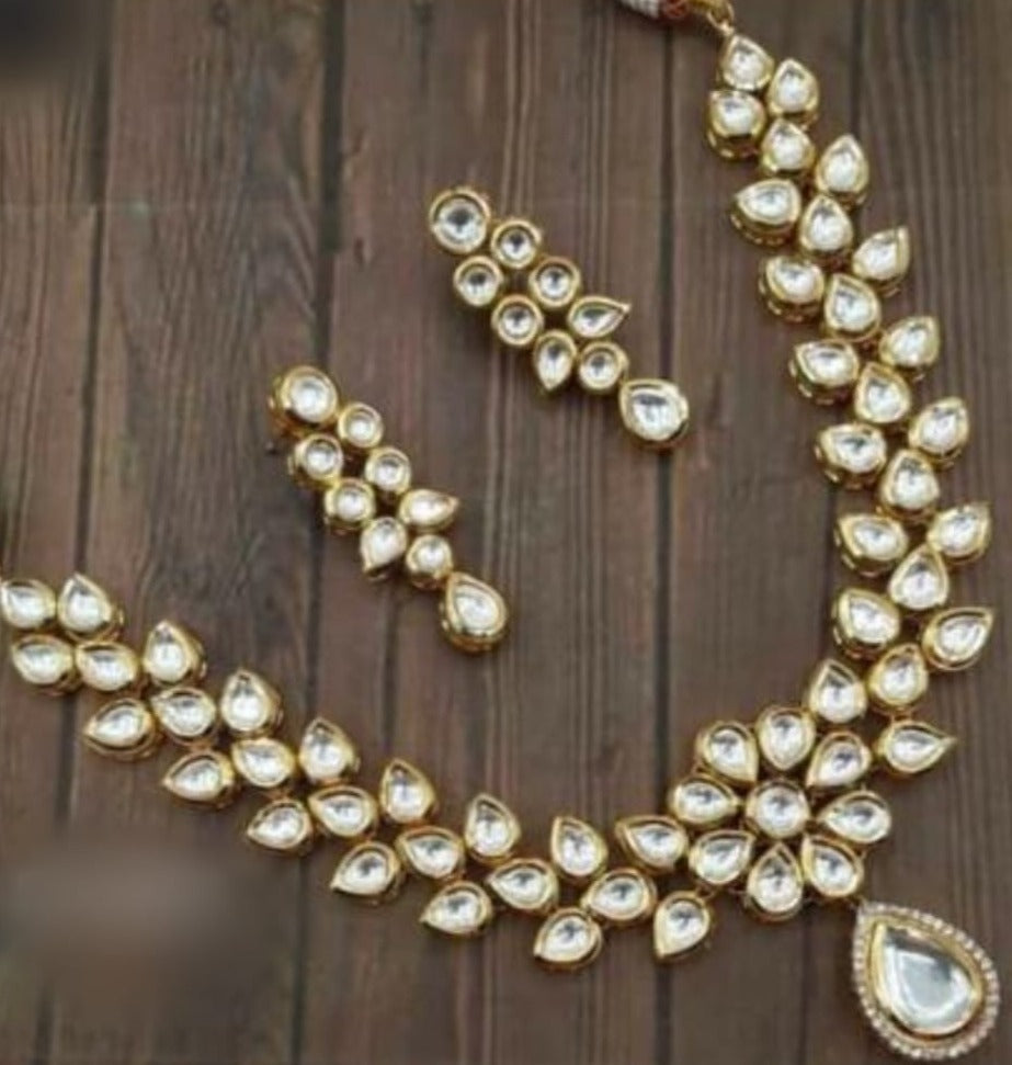 Gold Plated Kundan Necklace Set