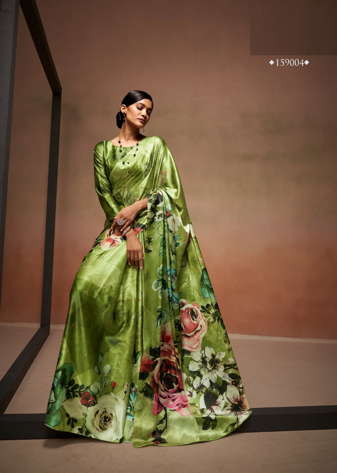 Digital Print Saree In Green