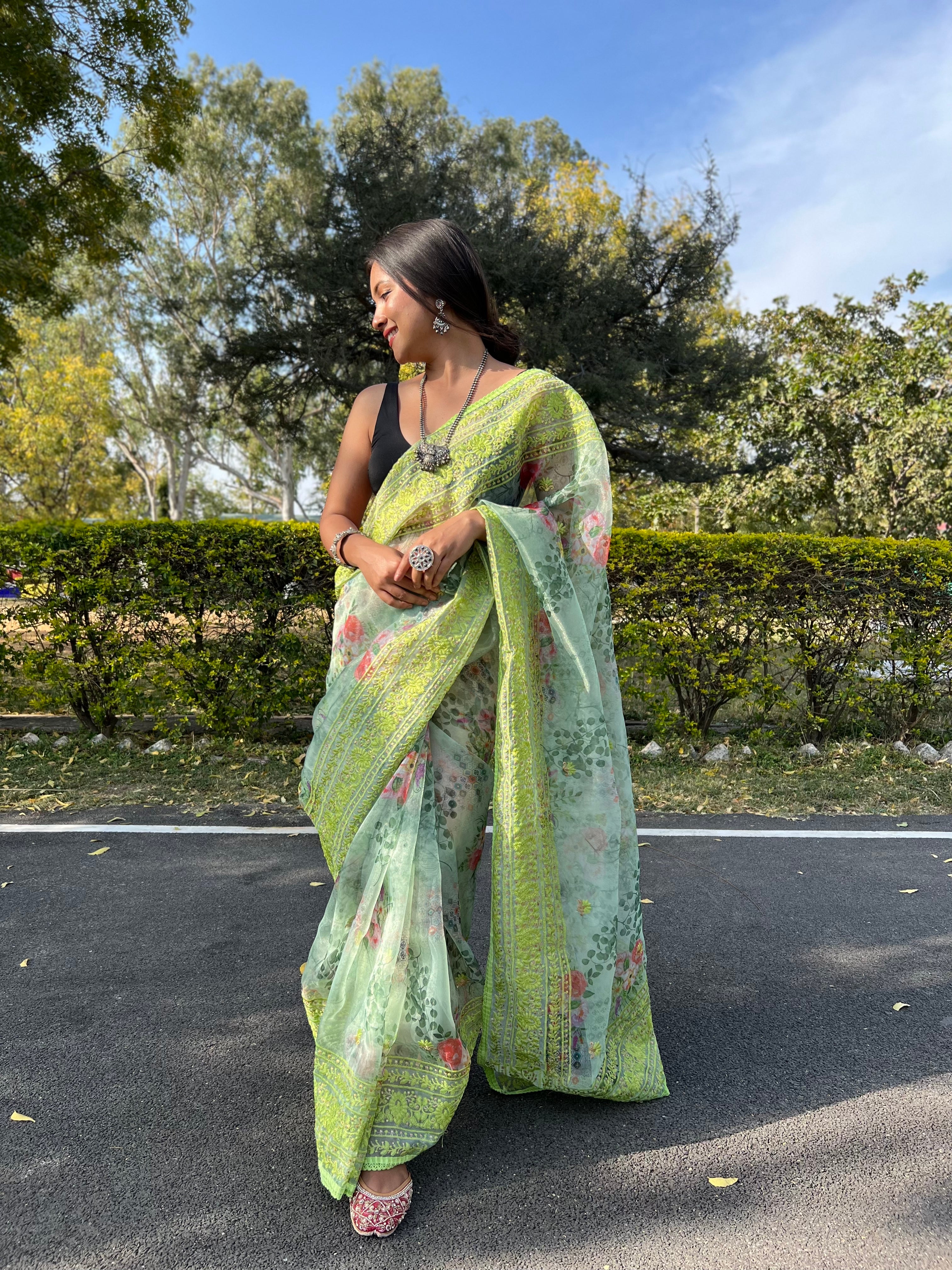 Boutique Style Saree In Green