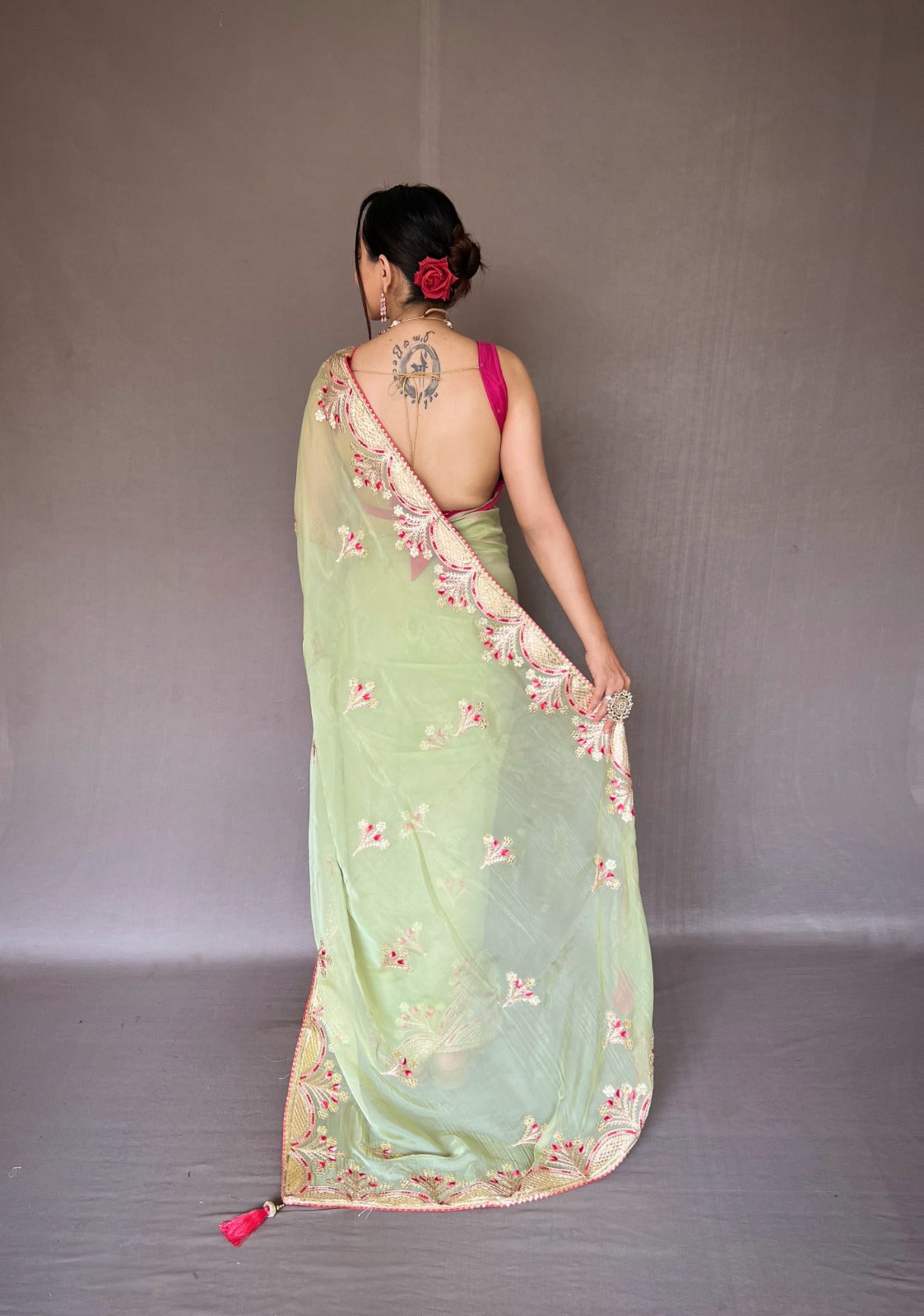 Green Color Organza Soft Silk Saree
