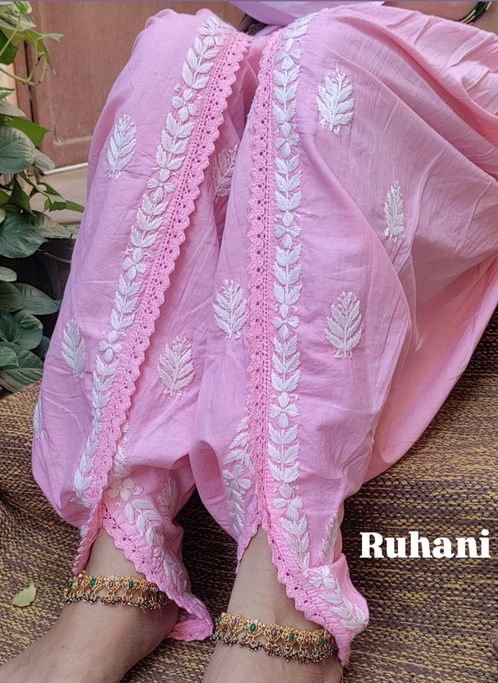 Ruhani Pink Chikankari Dhoti Salwar