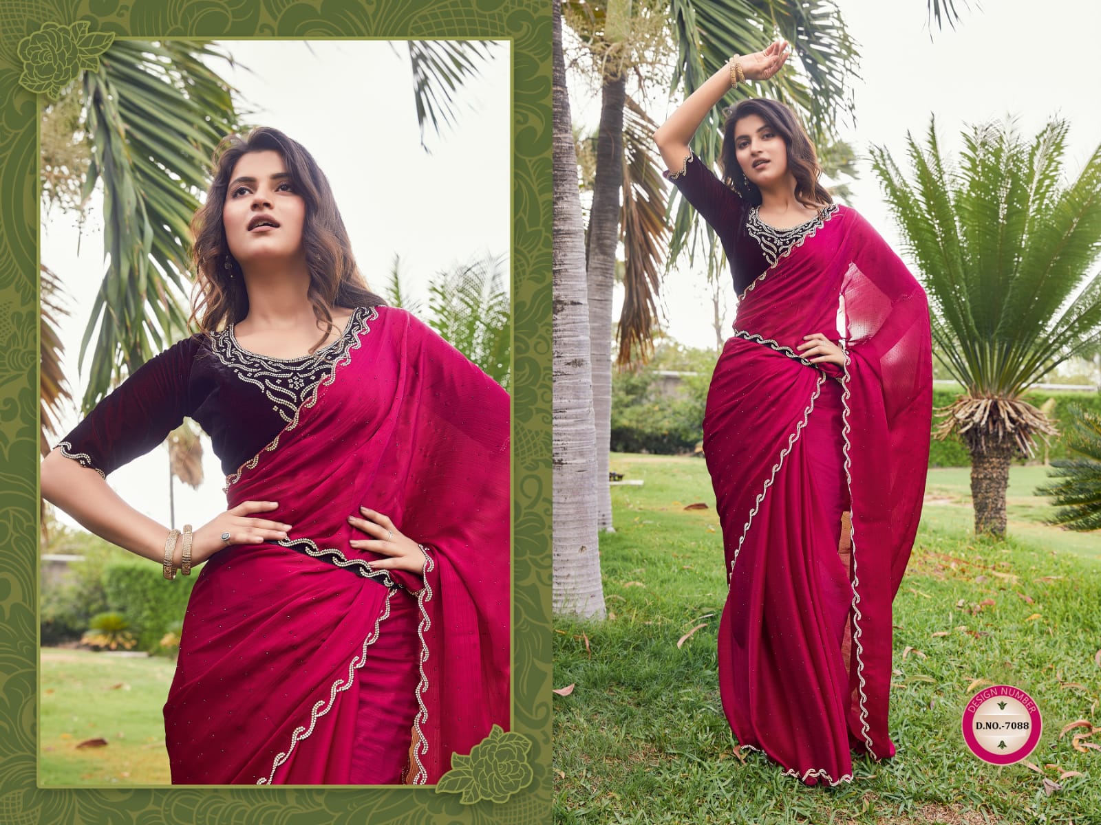 Pink Satin Silk Saree