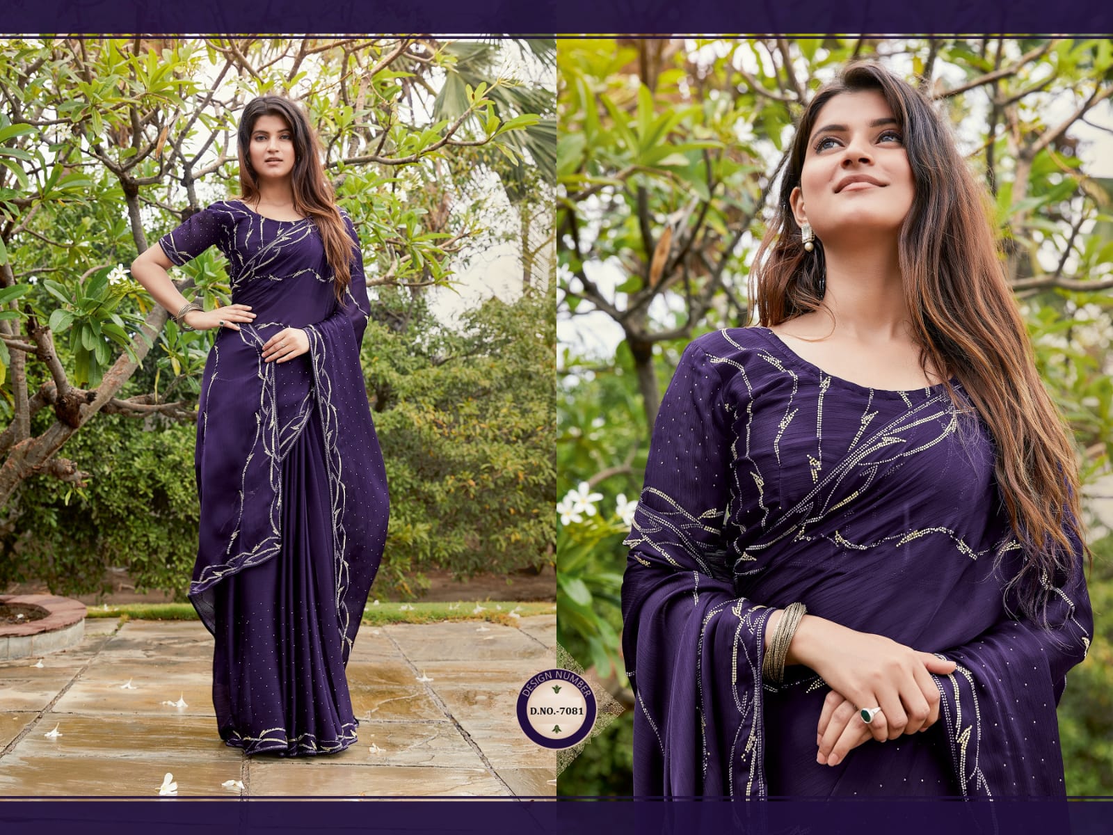 Satin Silk Saree Purple