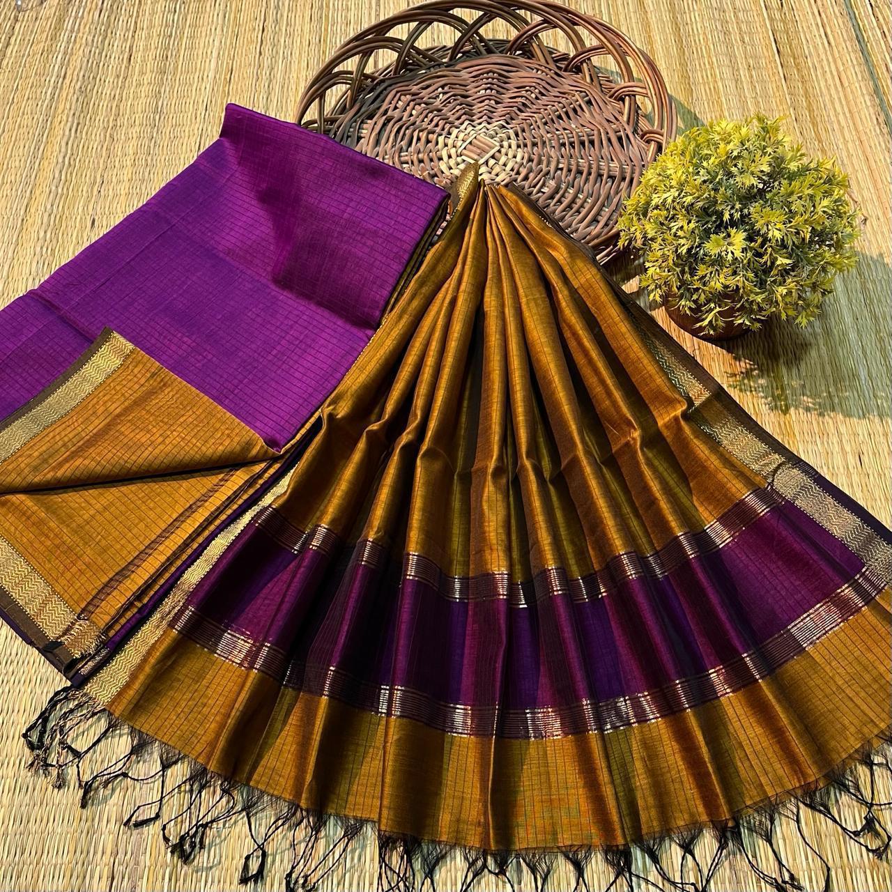 Pink & Yellow Maheshwari salwar suit