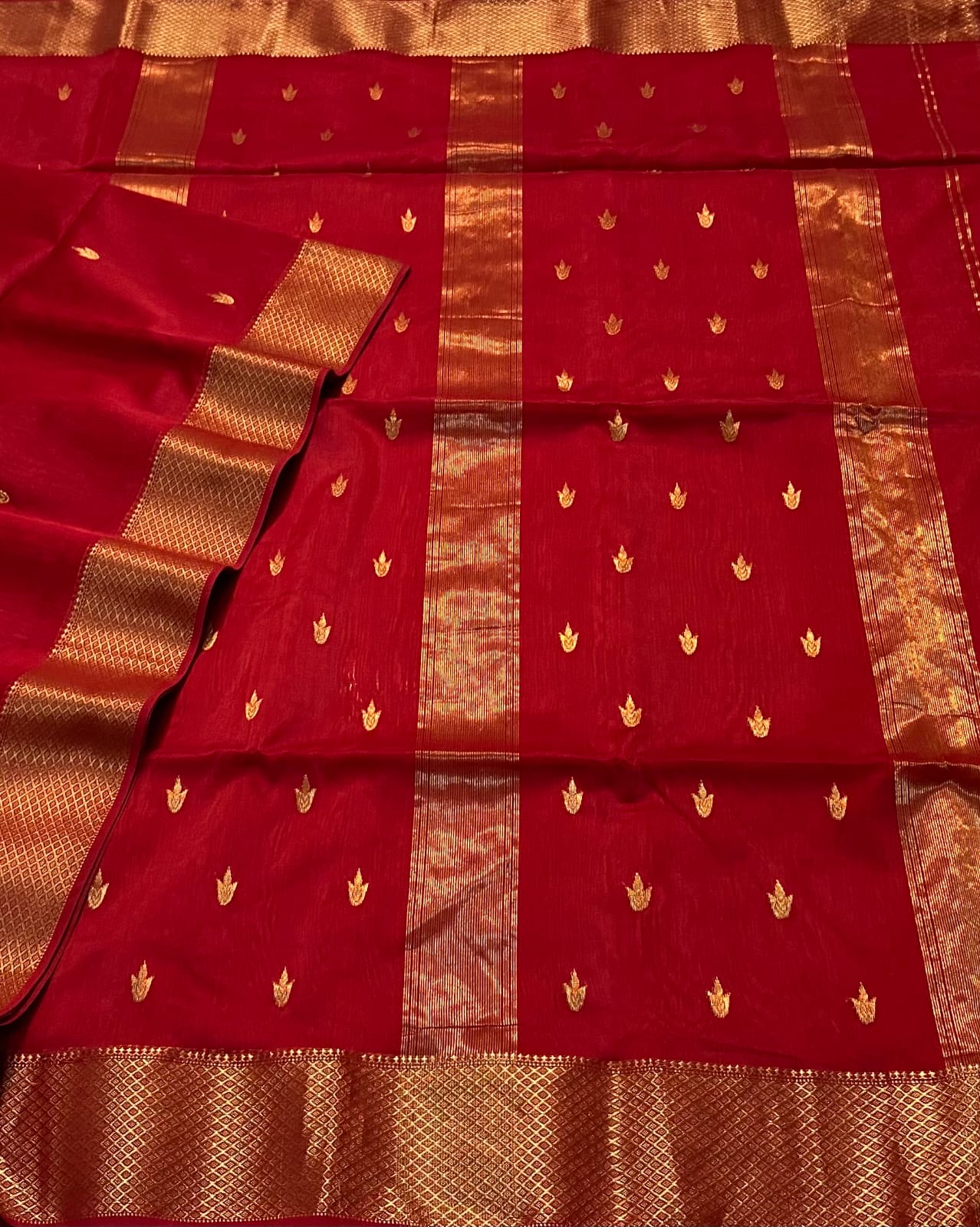Maheshwari Silk Saree In Maroon