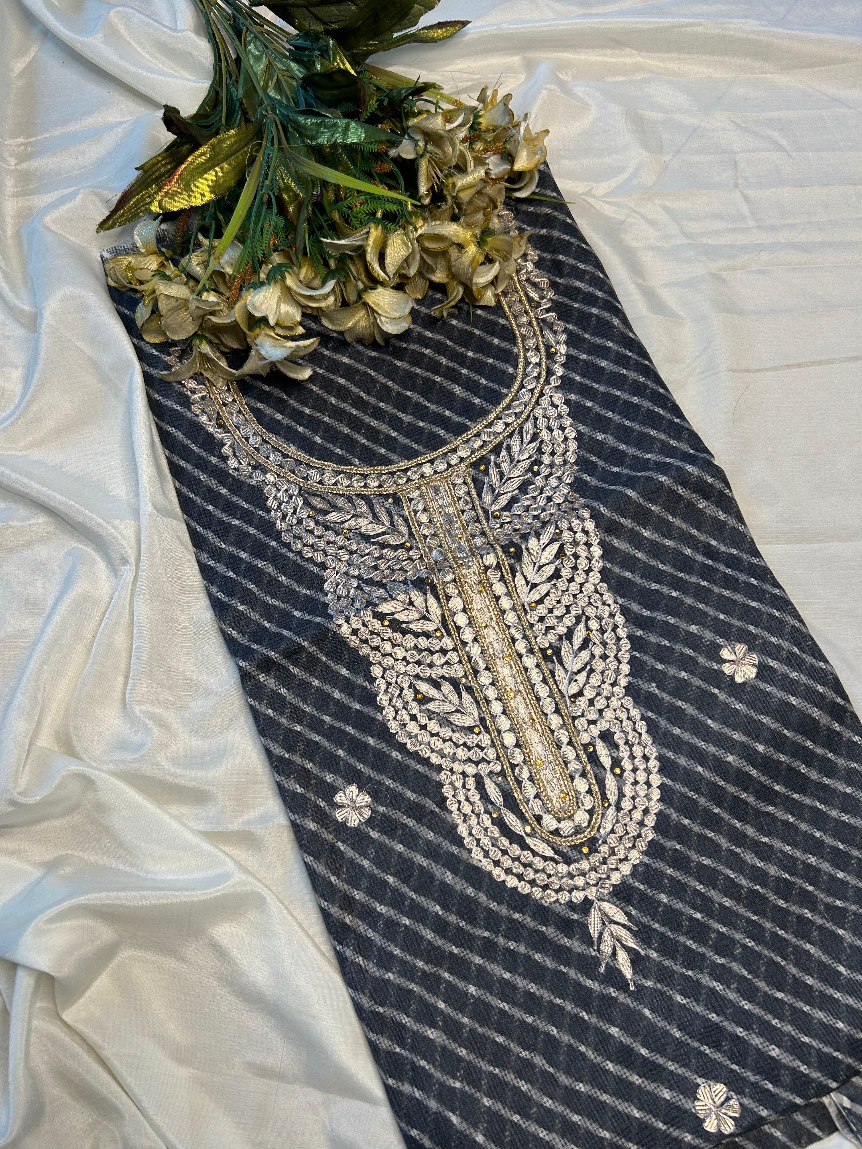 Grey Kota Doriya Leheriya Kurti