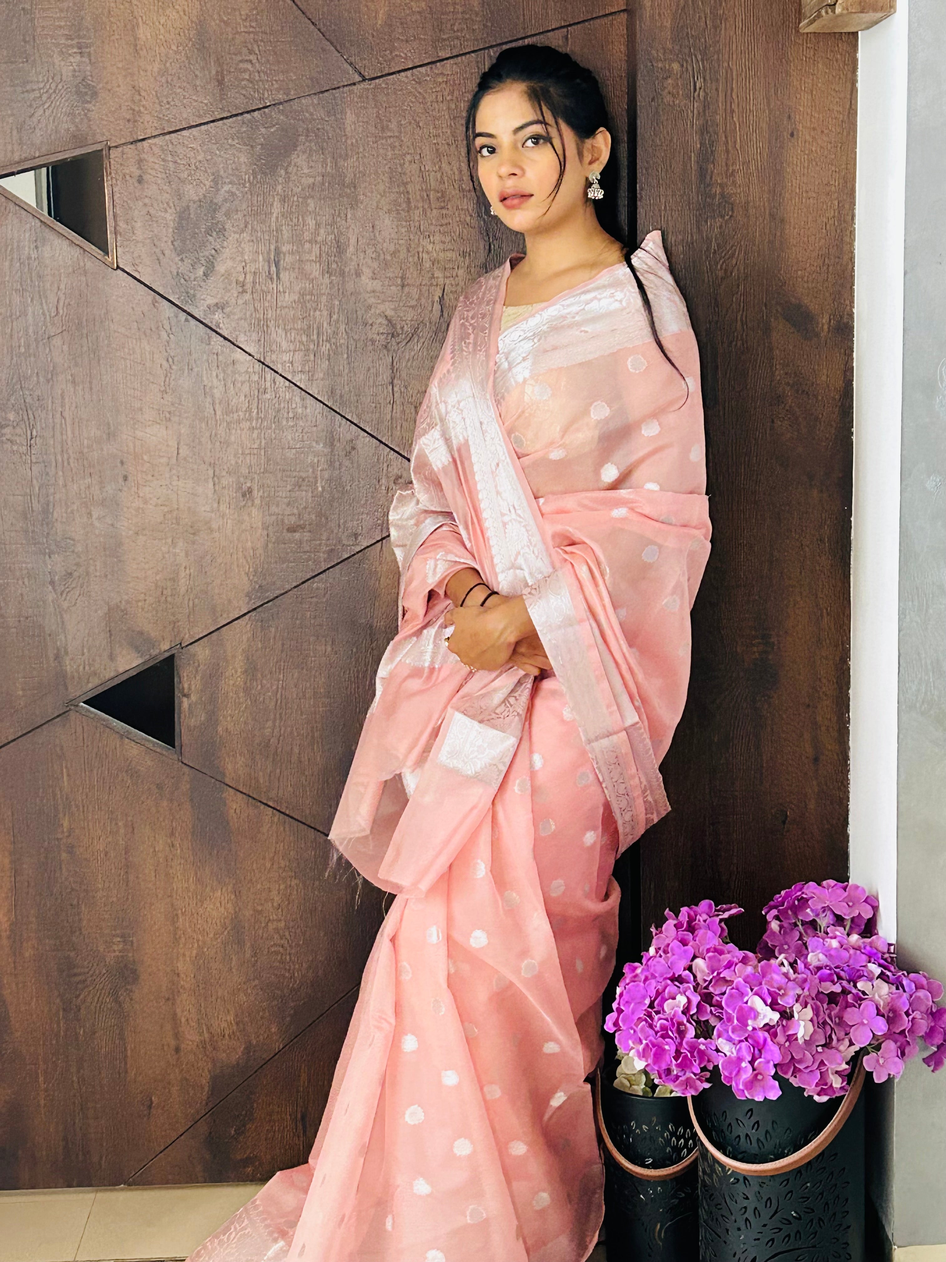 Pink Banarasi Semi Georgette Saree