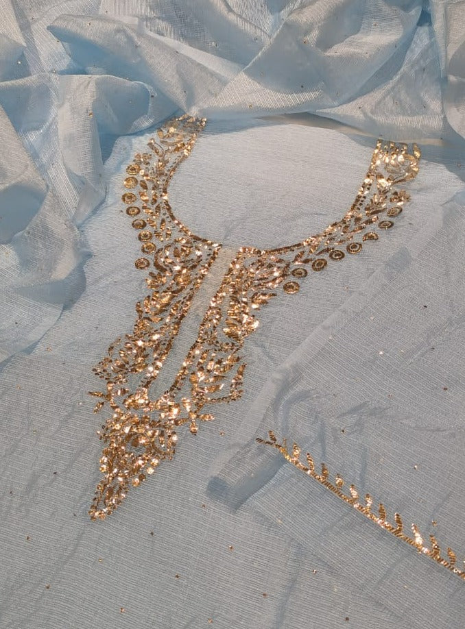 Kota Silk Gotta Patti Chikankari in Blue