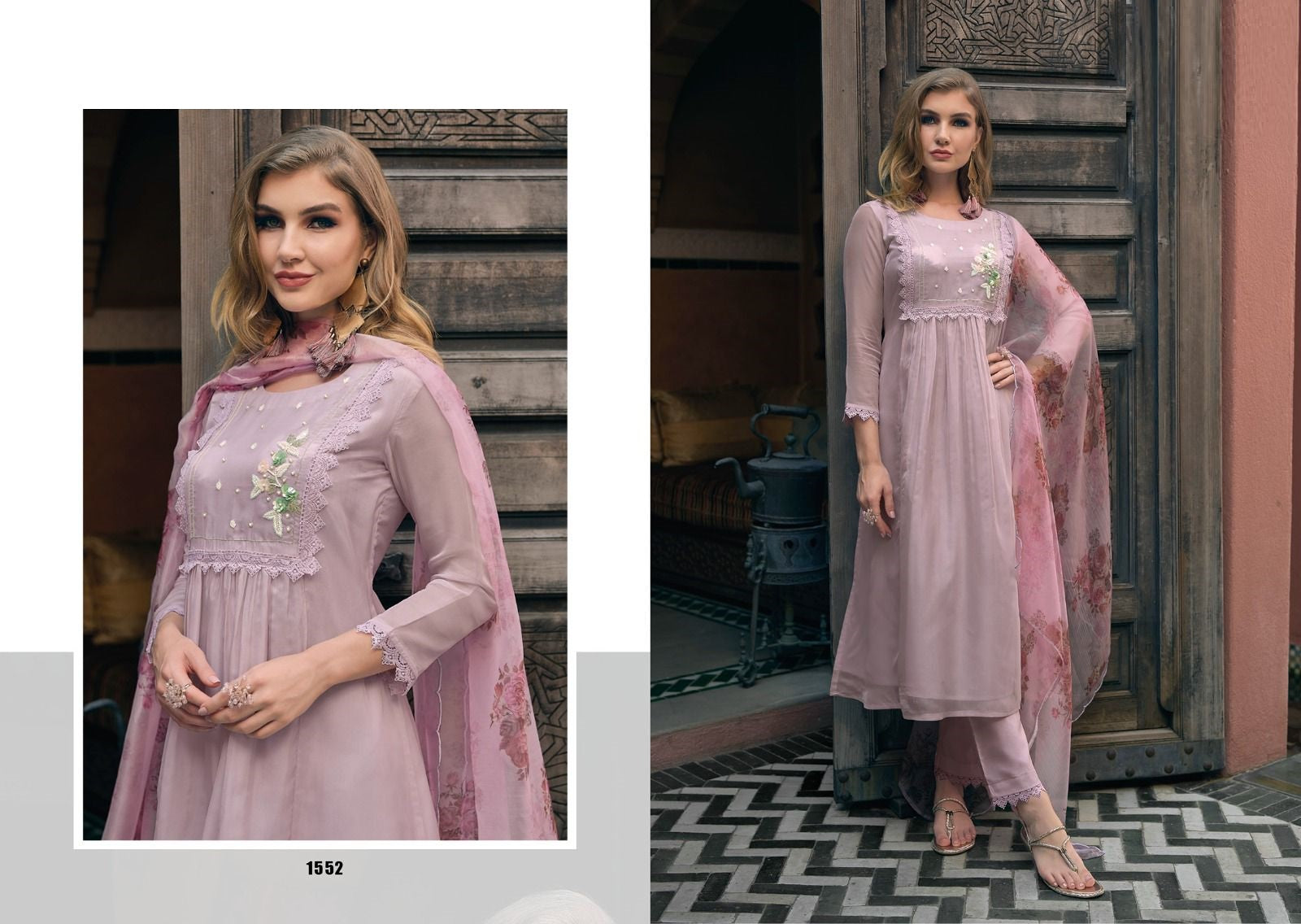 Trending Organza Suits In Lavender(Readymade)