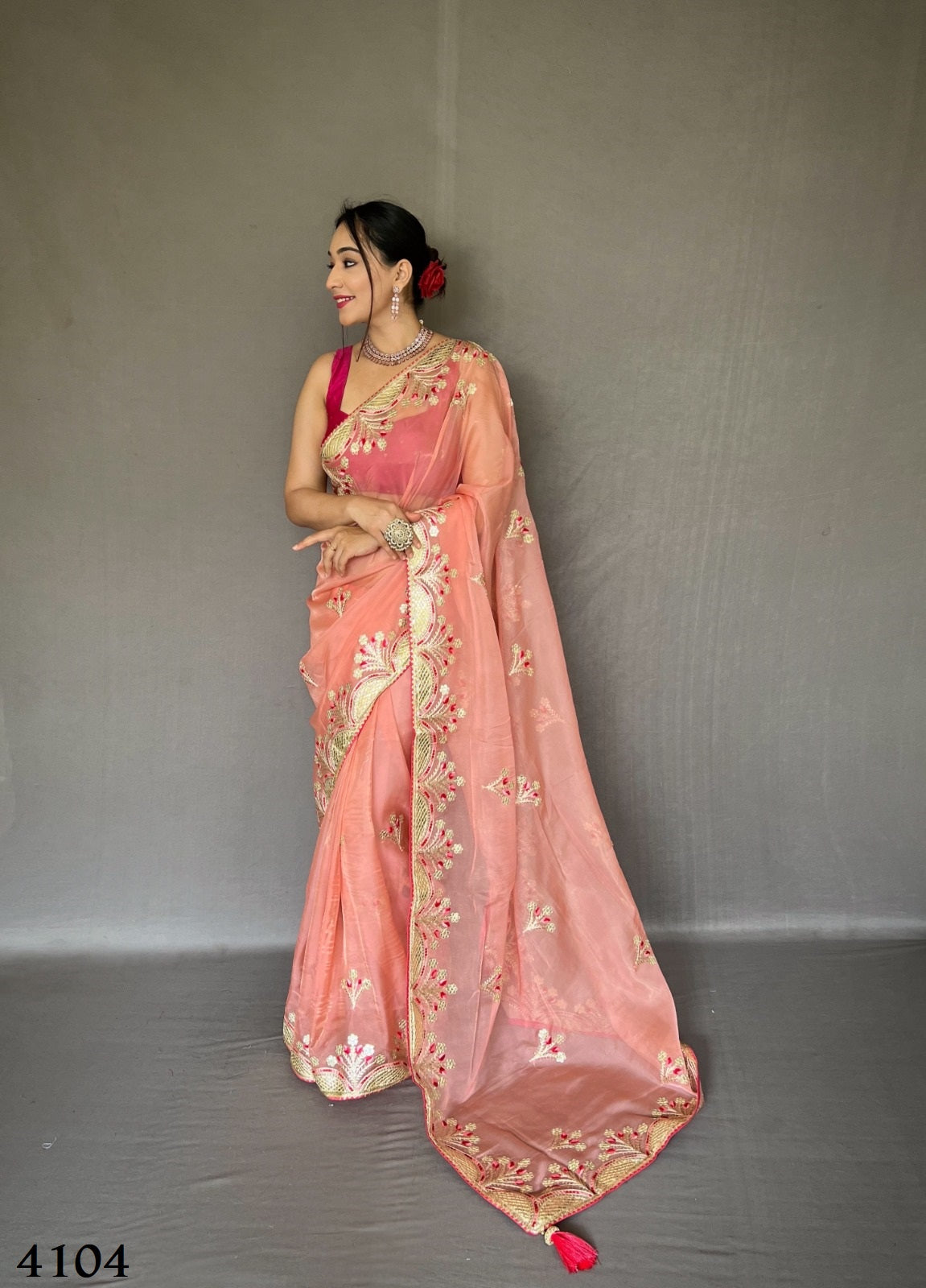 Pink Color Organza Soft Silk Saree