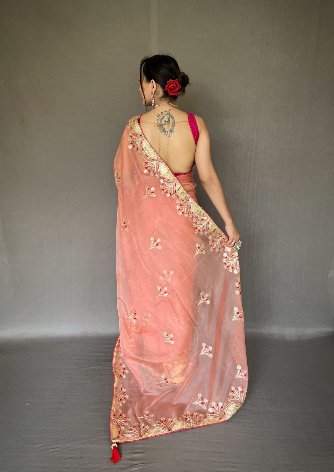 Pink Color Organza Soft Silk Saree