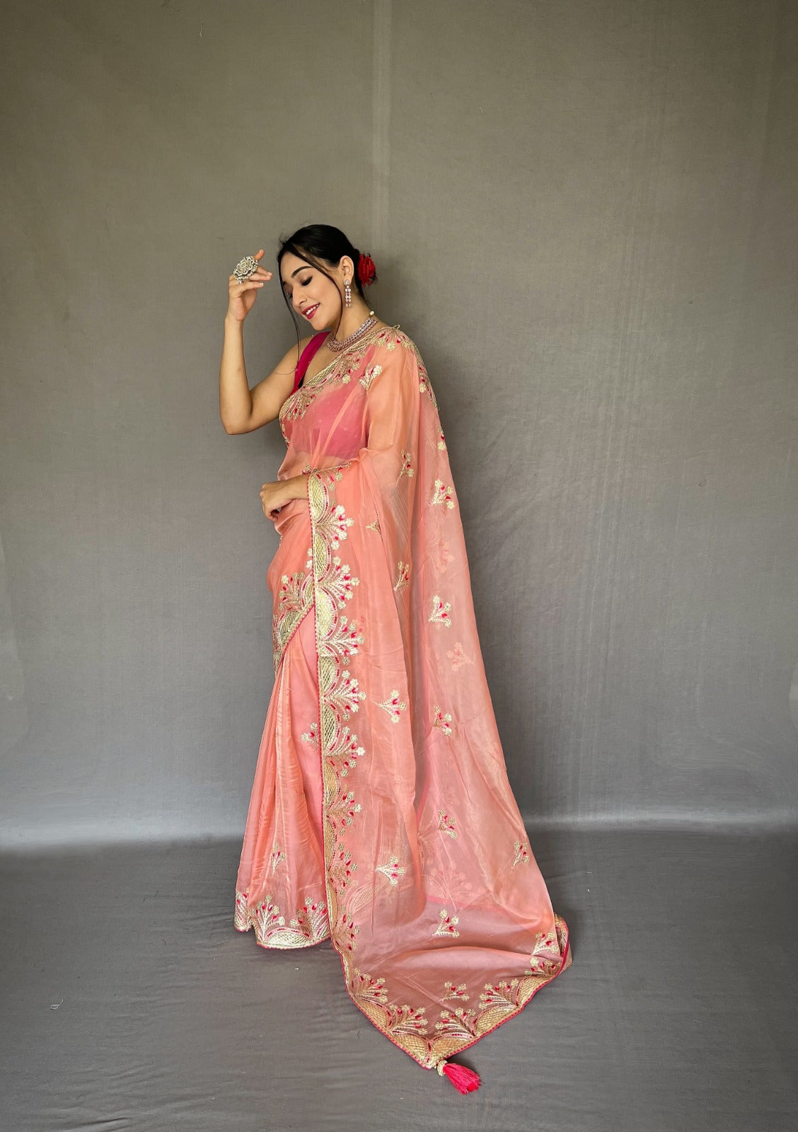 Pink Color Organza Soft Silk Saree
