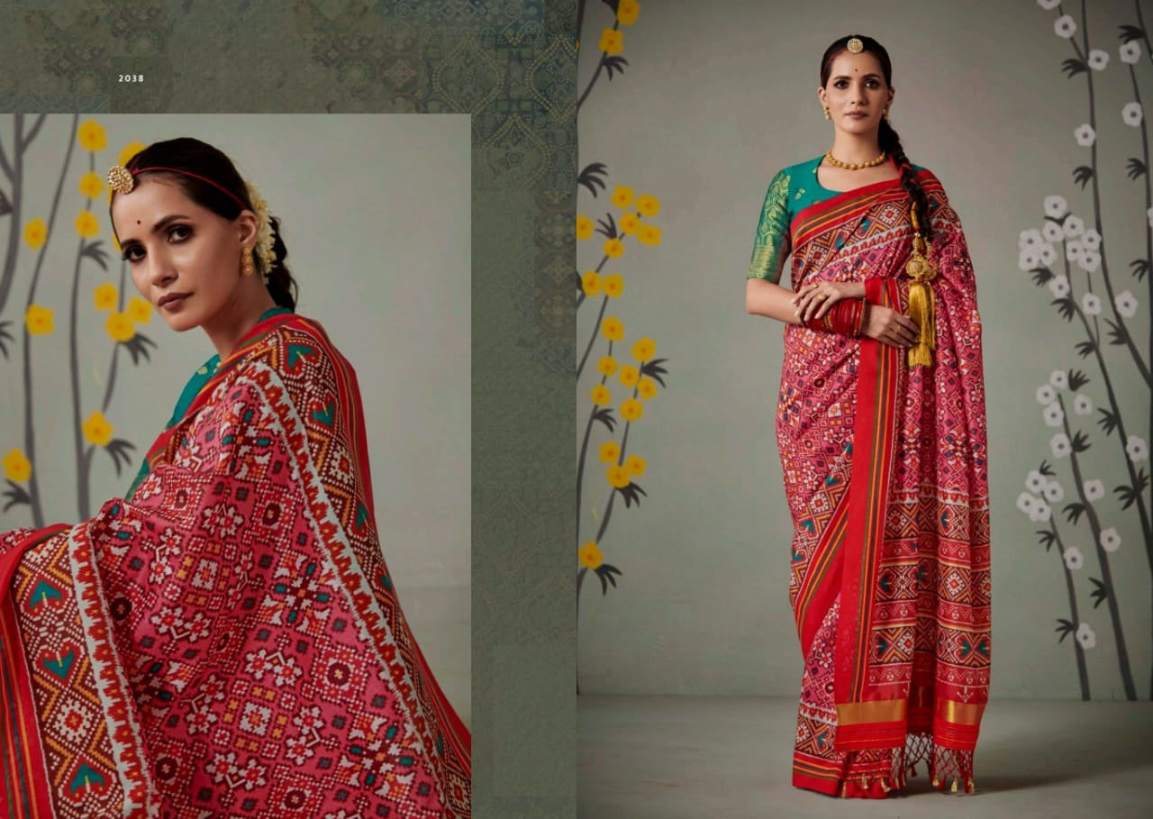 Red Printed Patola Silk Saree