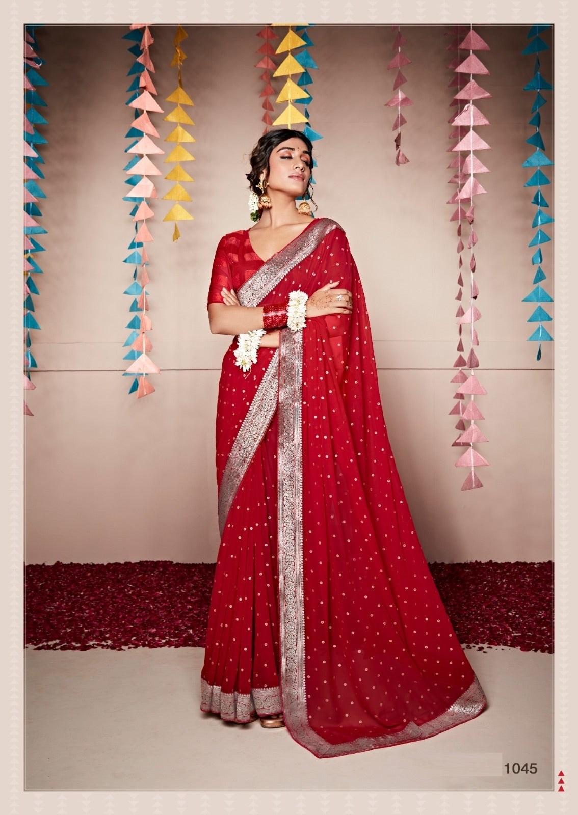 Georgette Silk Saree In Red