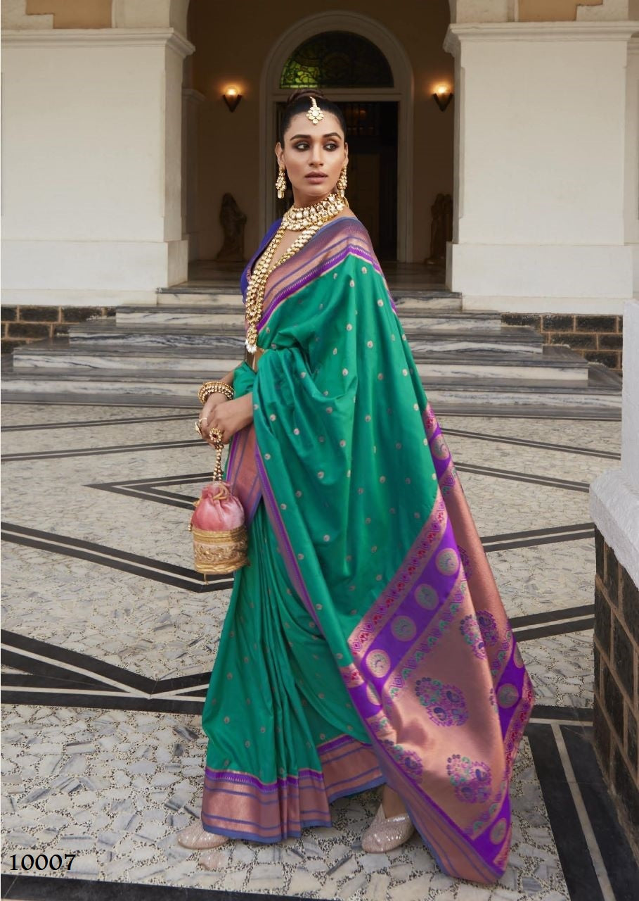 Sea Green Paithani Silk Saree