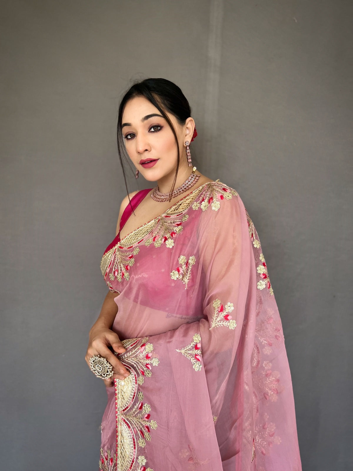 Light Lavender Organza Soft Silk Saree