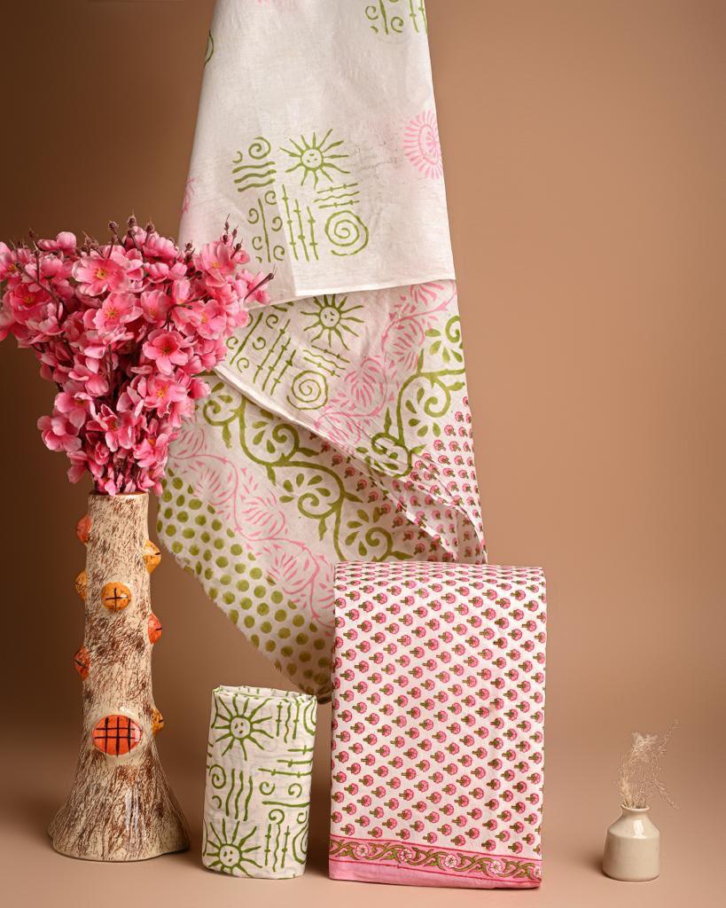 Pink Cotton Suit Unstitched set