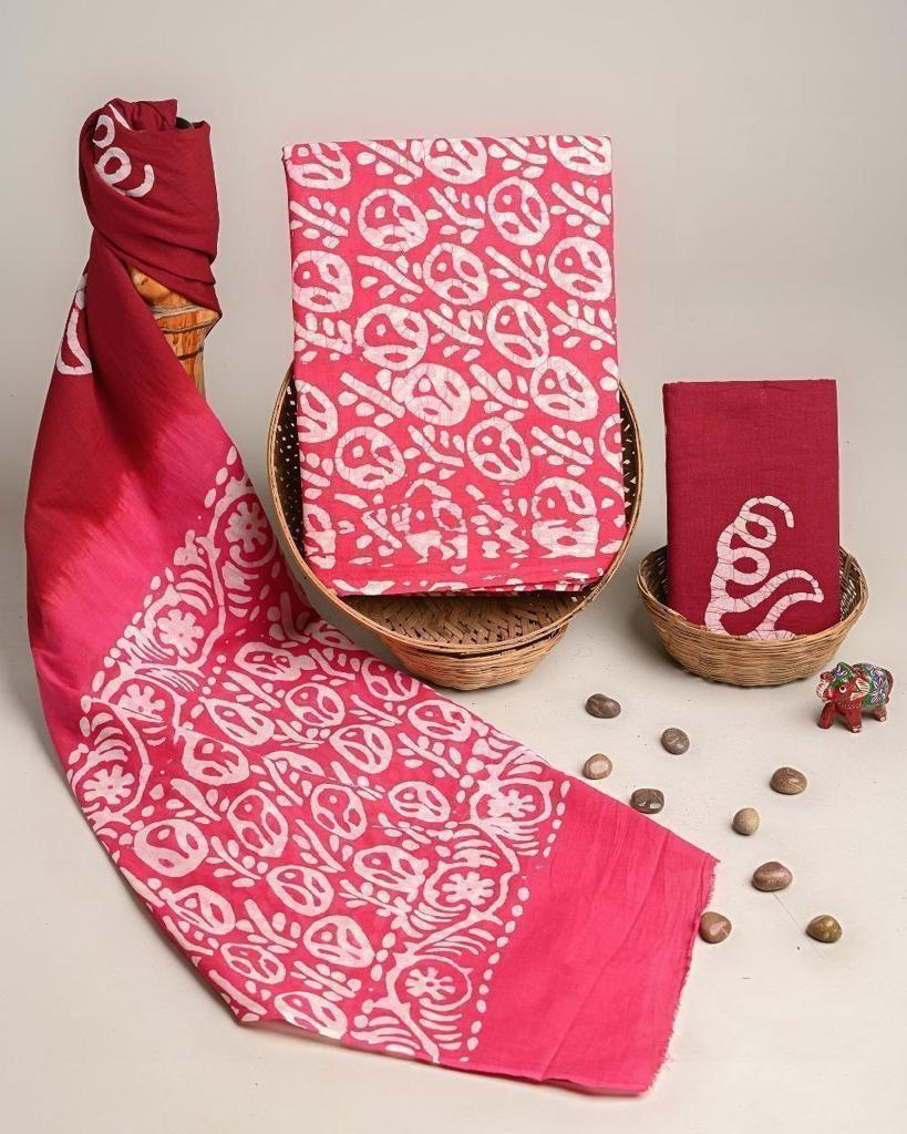 Pink Cotton Suit Unstitched set