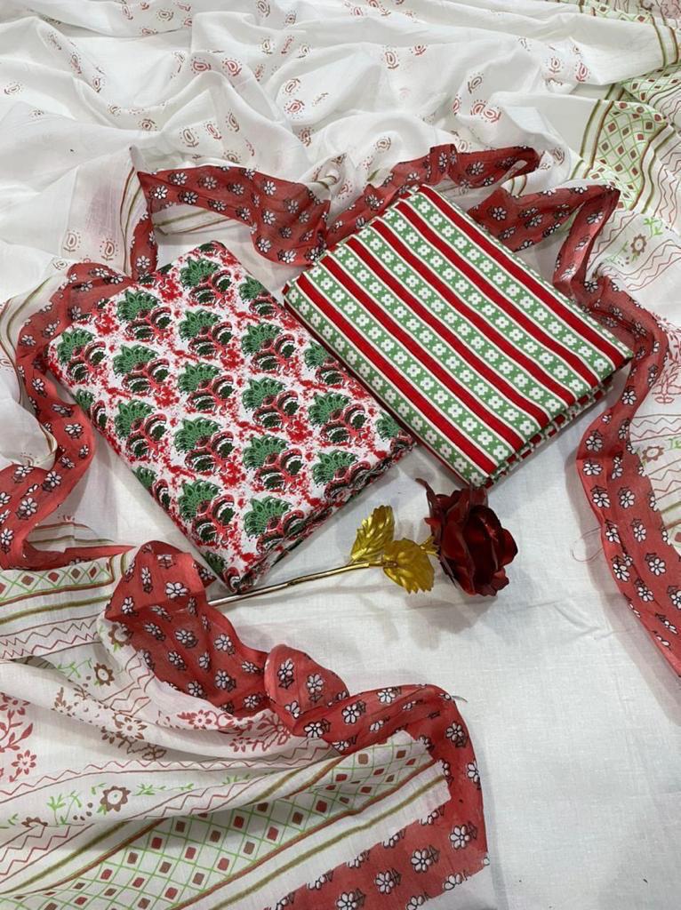 White Cotton Suit Unstitched set