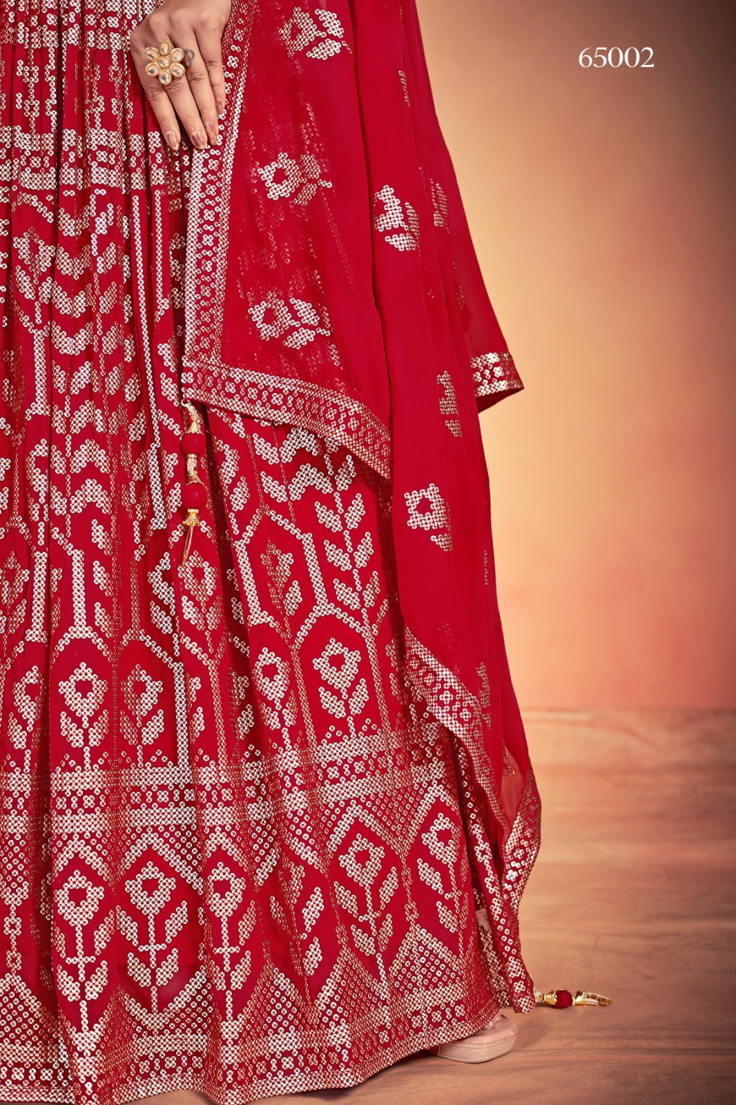Georgette Lehenga With Sequins Work In Red