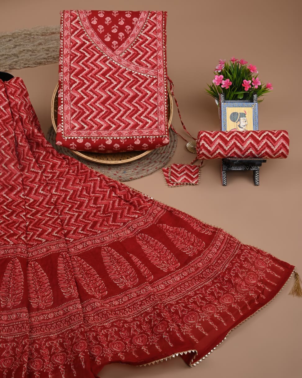 Peach Unstitched Cotton Suit Set