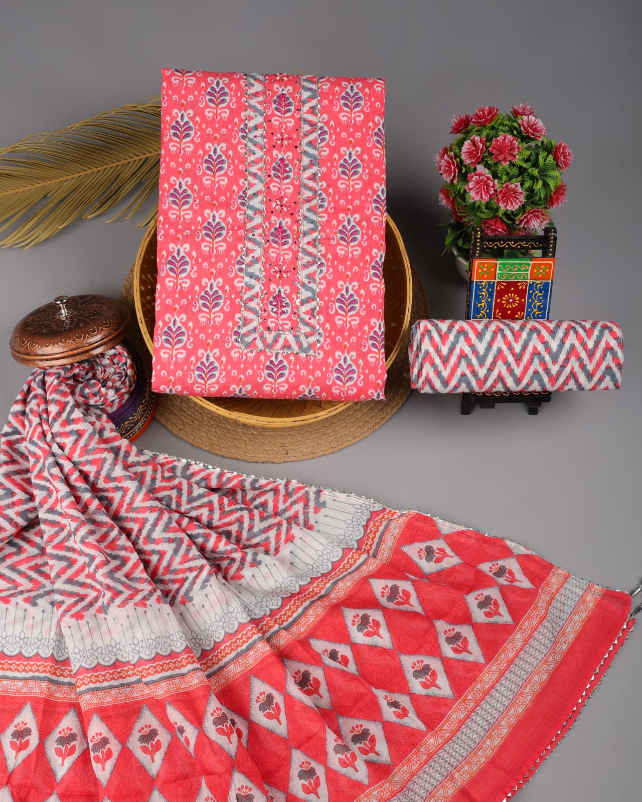 Pink Unstitched Suit Set