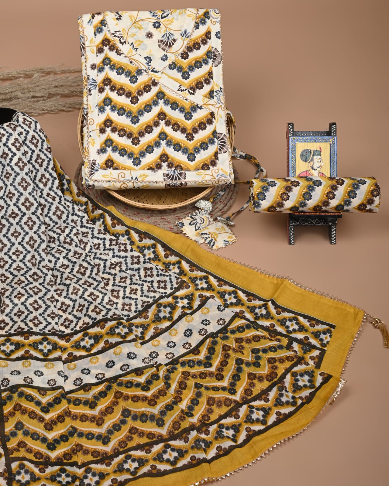 Red Unstitched Cotton Suit Set