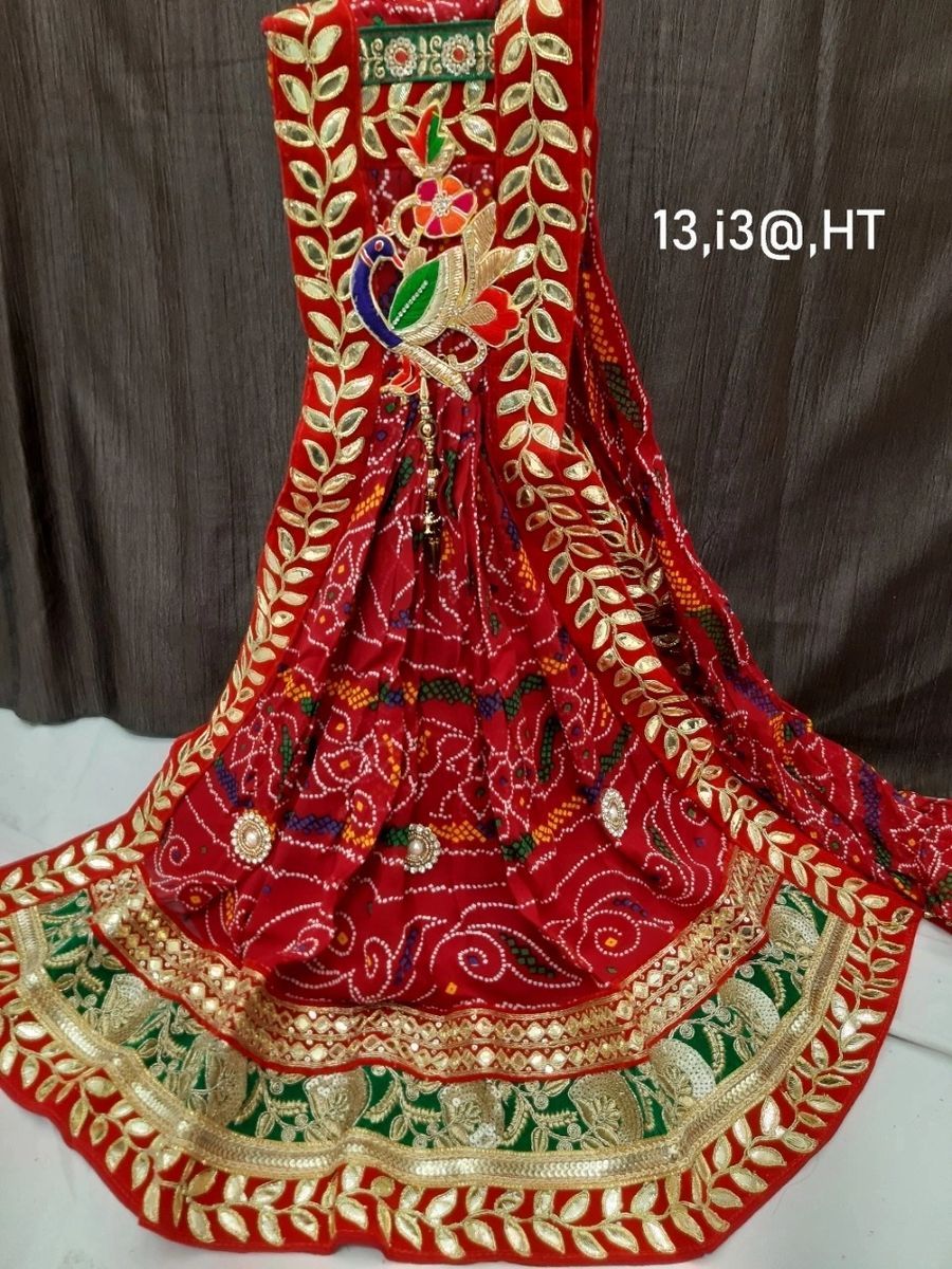 Red Bandhani Gota Patti Chunri