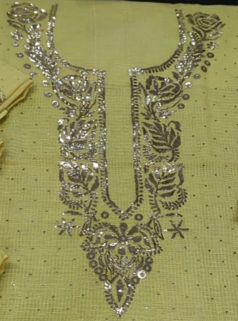 Kota Doriya Chikankari Suit In Yellow