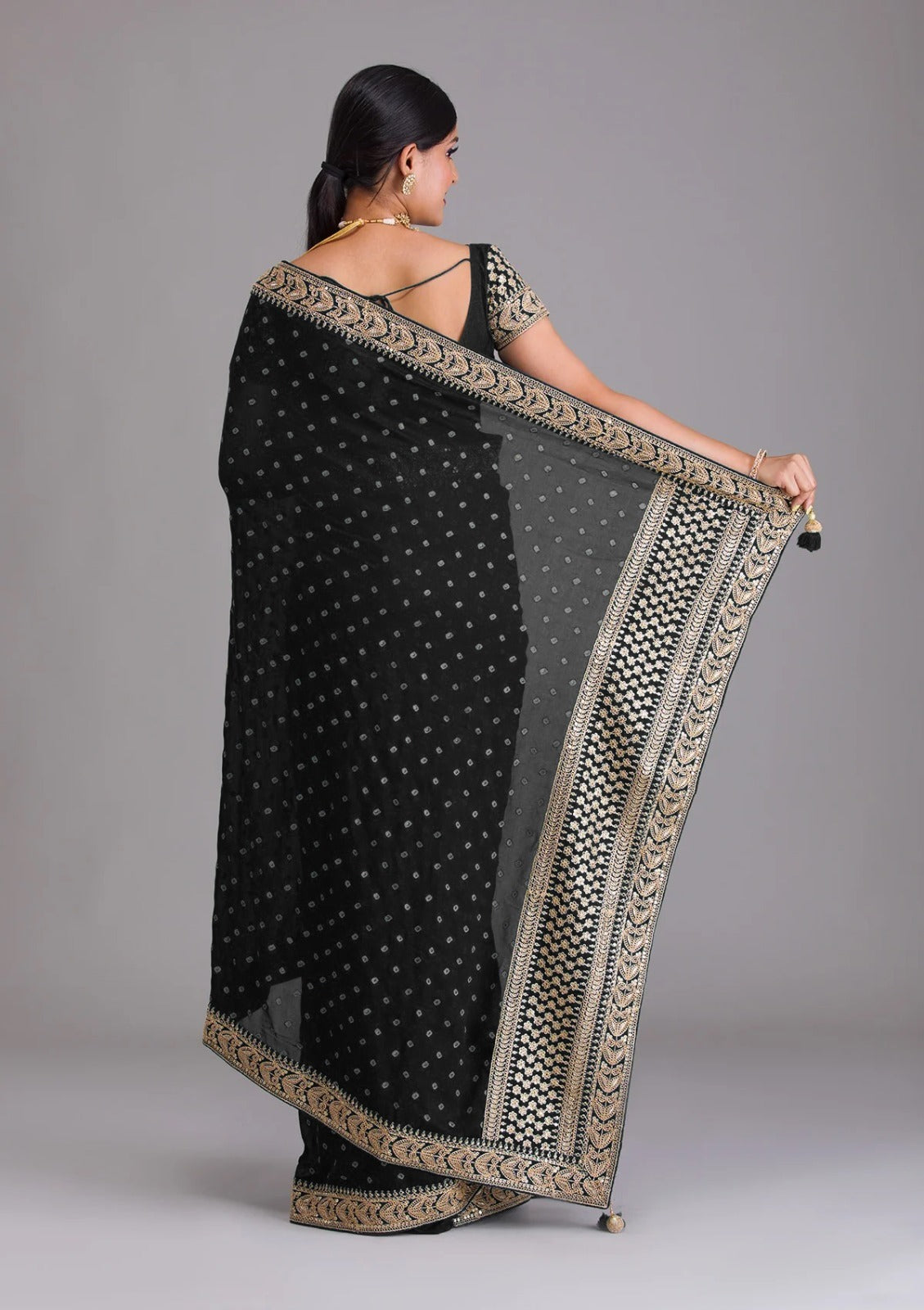 Silk Embroidery Saree In Black