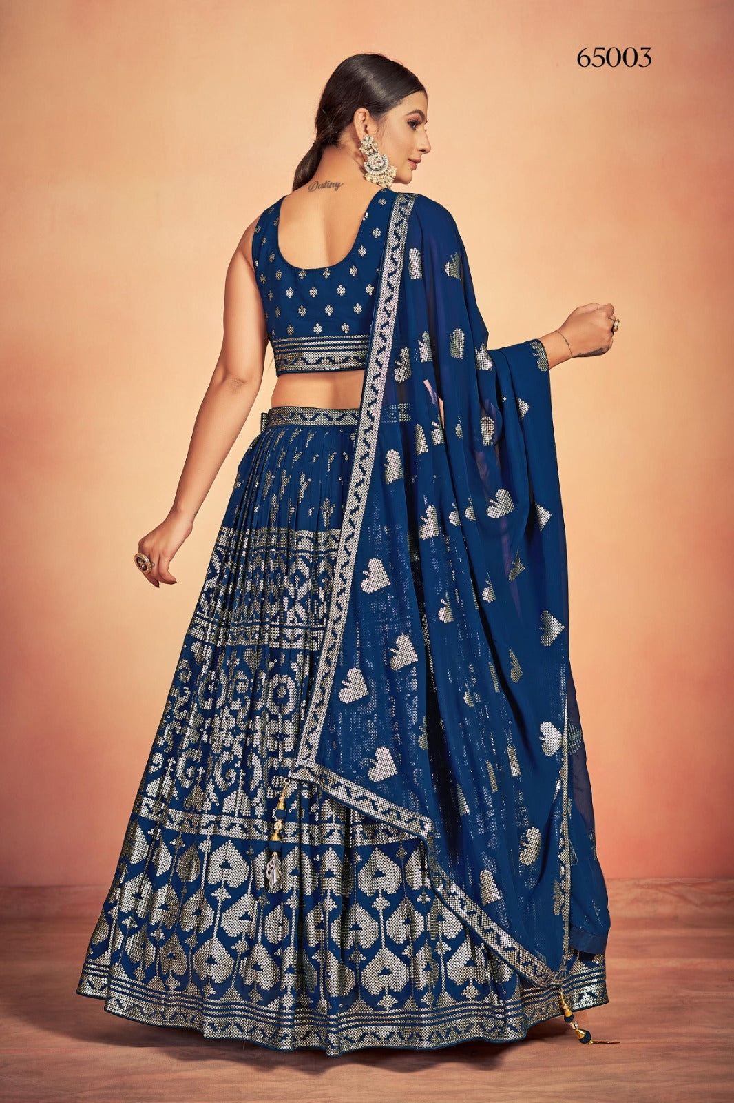 Lehenga With Sequins Work In Blue